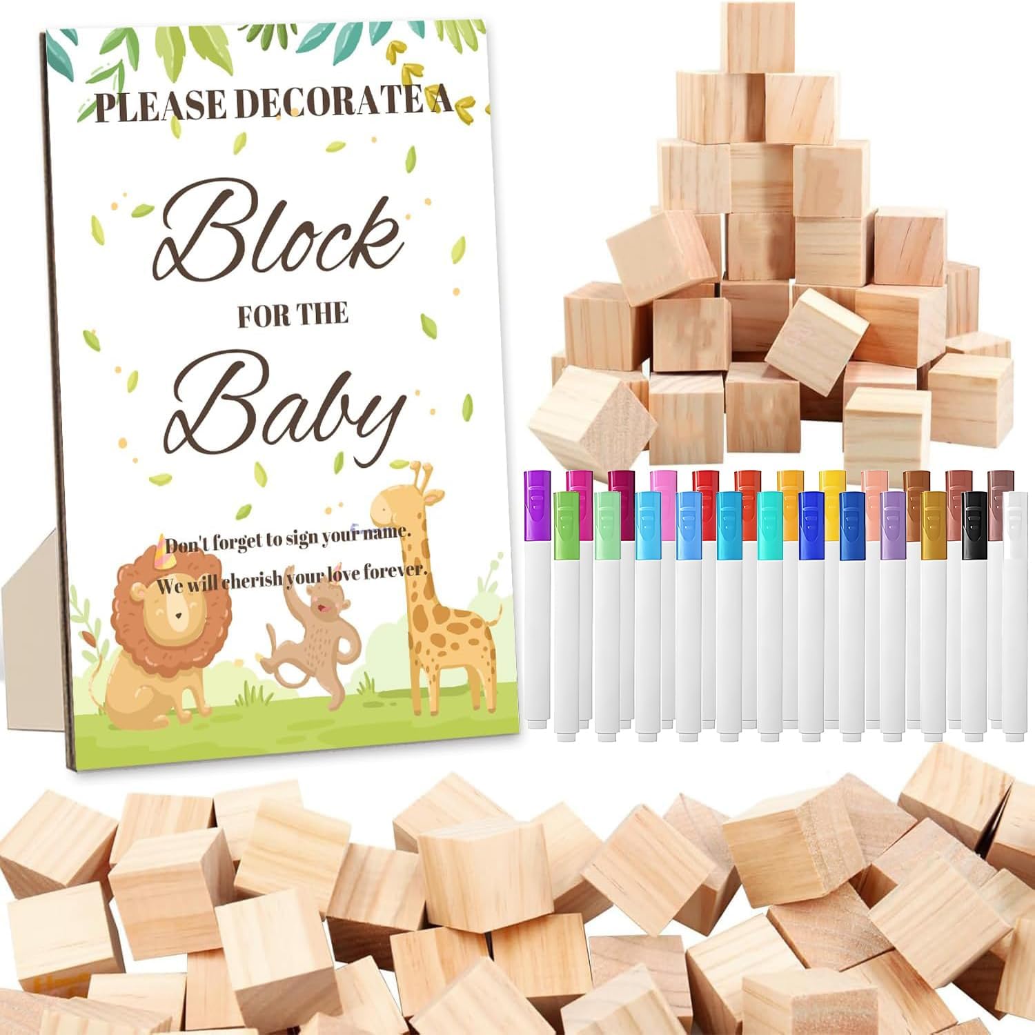 77PCS Baby Shower Games Kit with Blocks and Painters