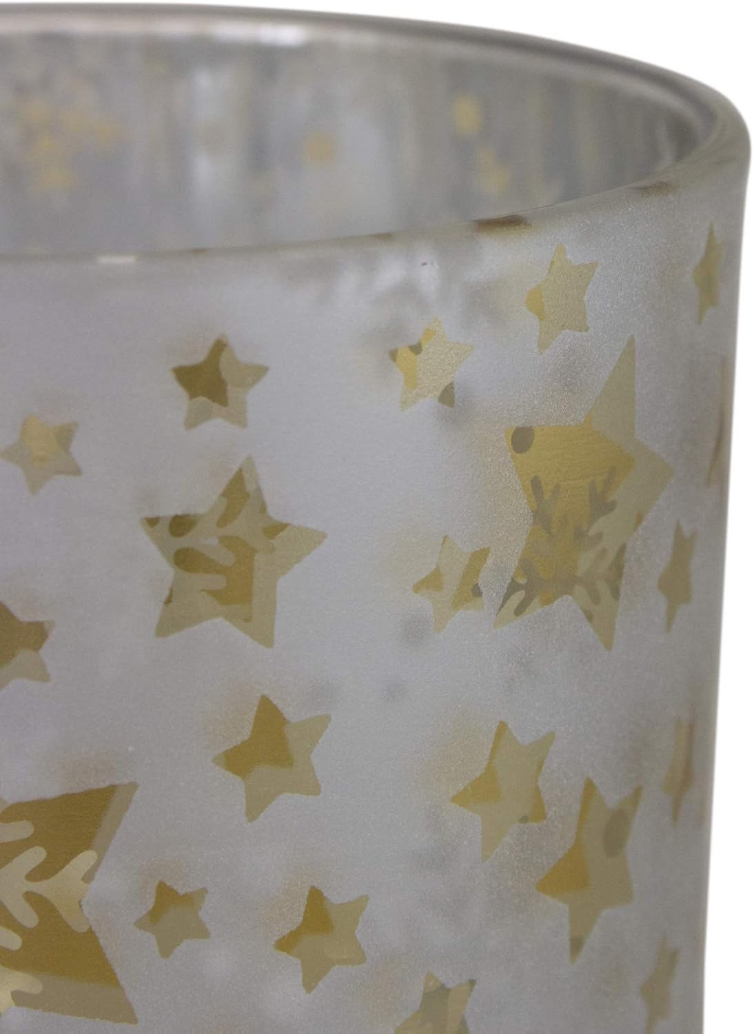 5 Inch Matte Silver Gold Stars and Snowflakes Candle Holder