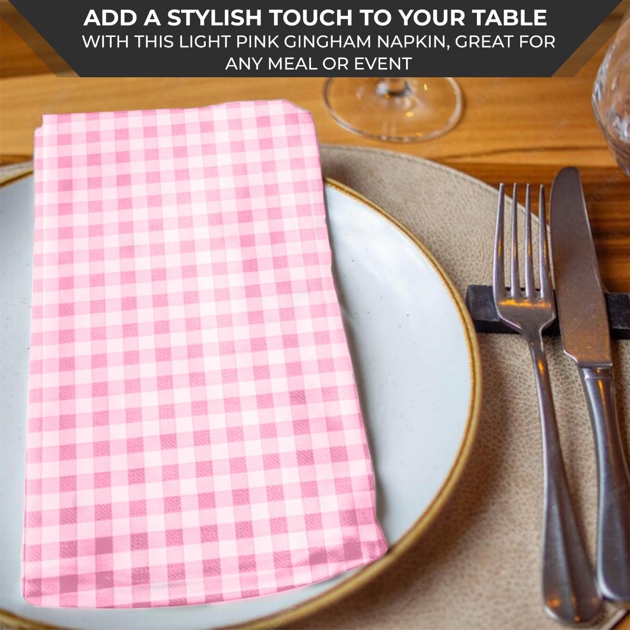 Pink Checkered Napkins 100 Pack 3 Ply for Events