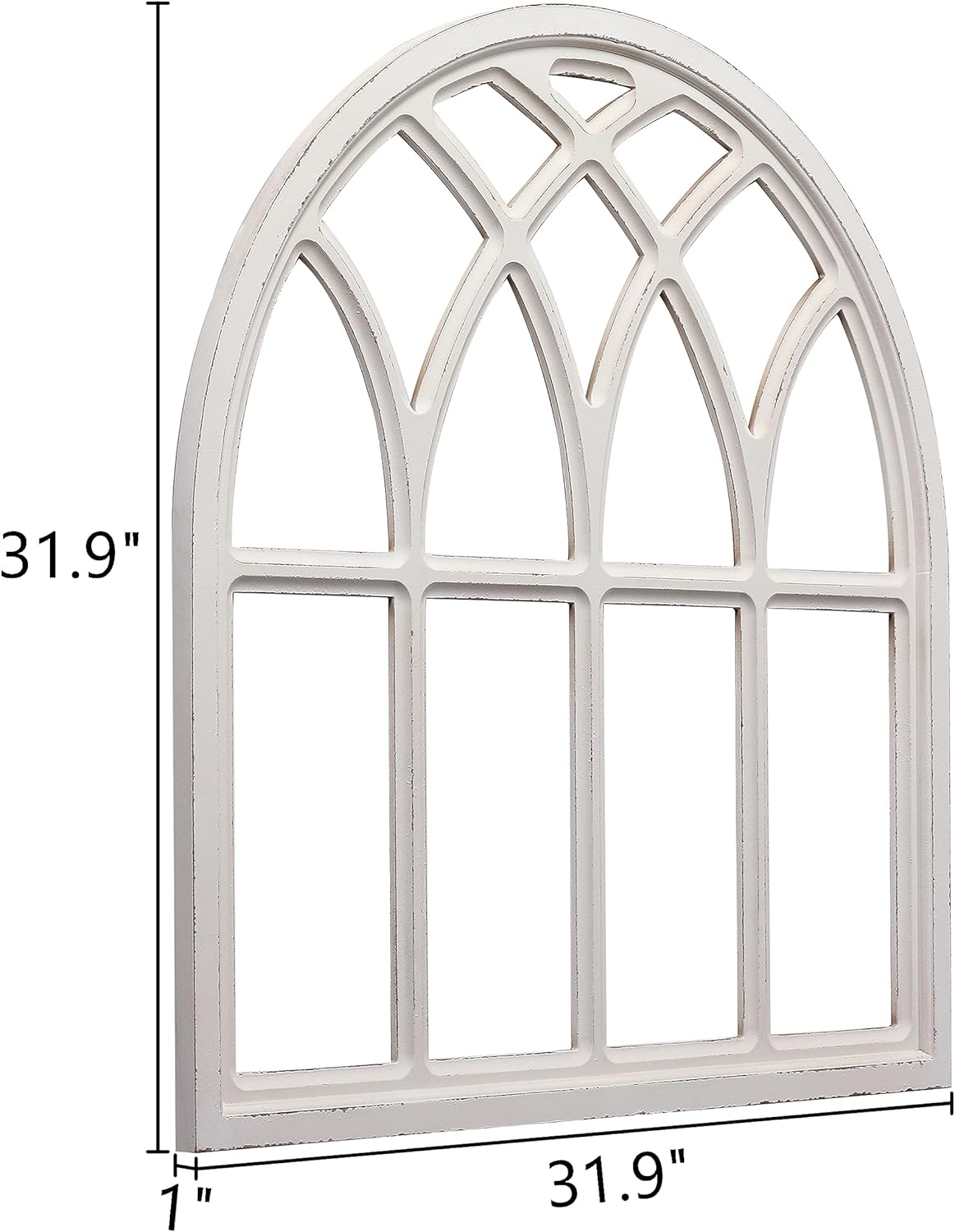 Sintosin 32 Inch White Arched Window Frame Wall Decor