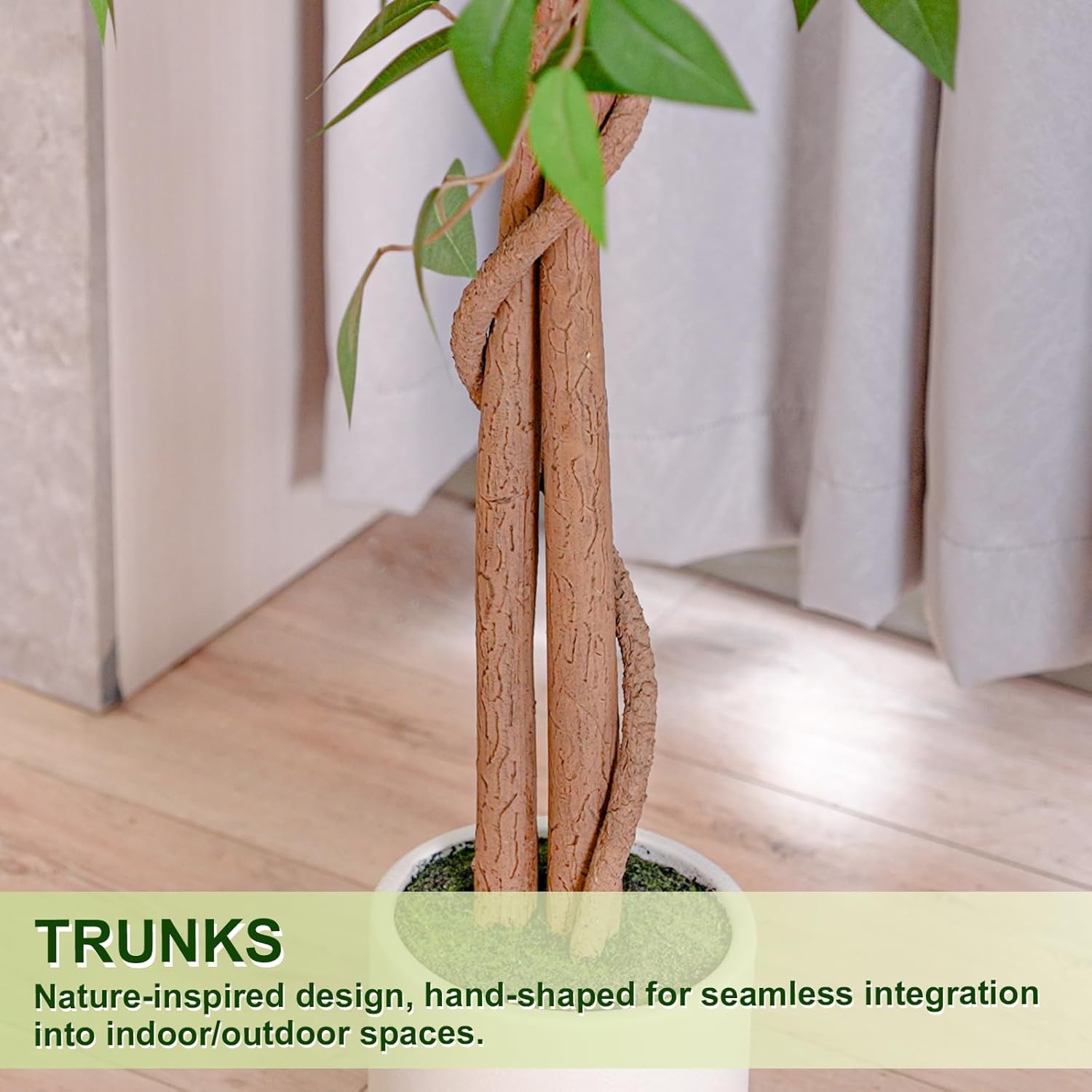 5FT Artificial Ficus Tree with White Planter