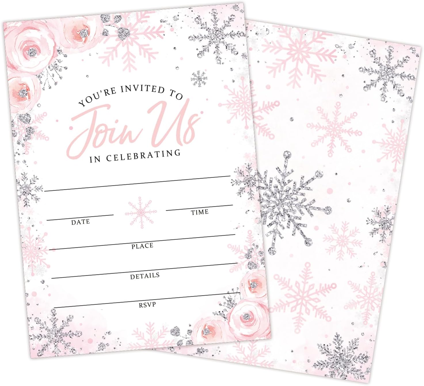 Whaline 20 Pack Winter Invitation Cards with Envelopes and Stickers