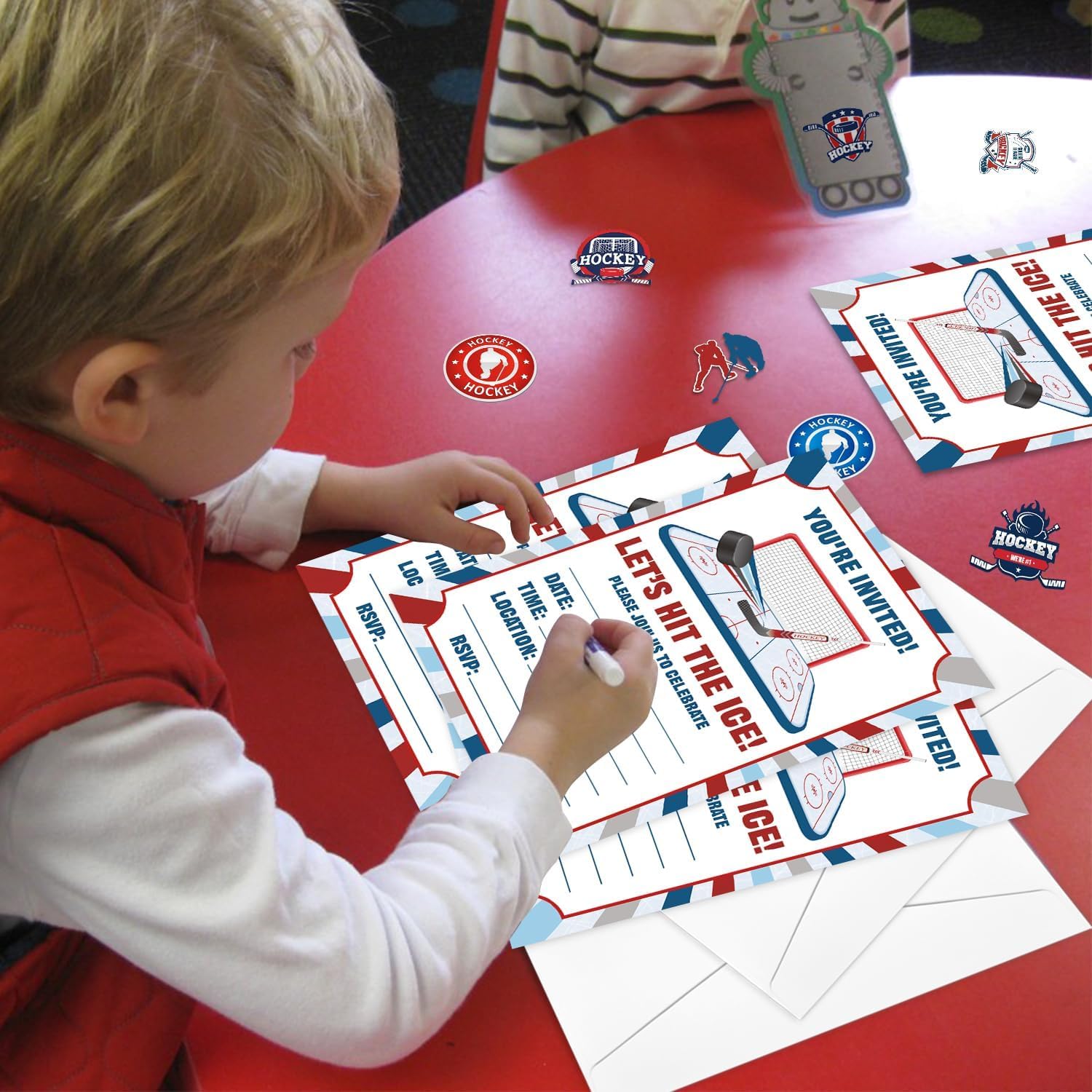 20Pcs Hockey Invitations with Envelopes Stickers