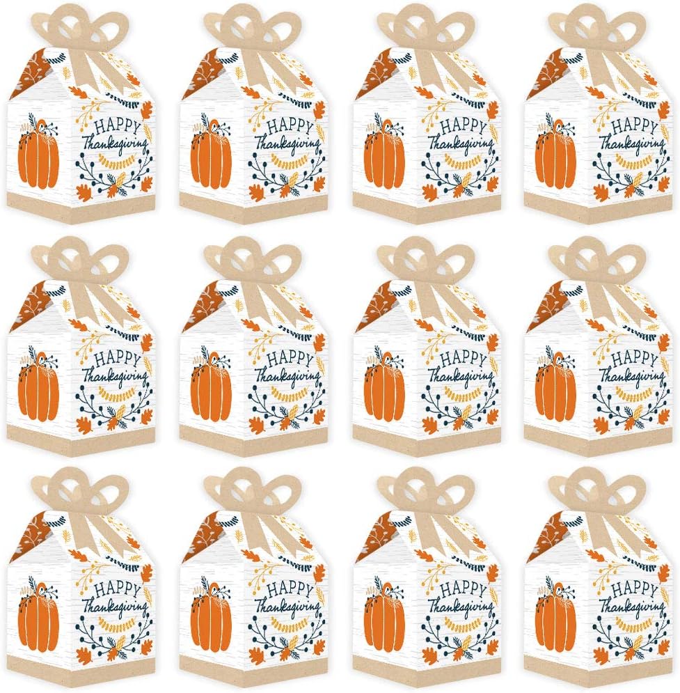 Big Dot of Happiness Happy Thanksgiving Bow Boxes Set of 12