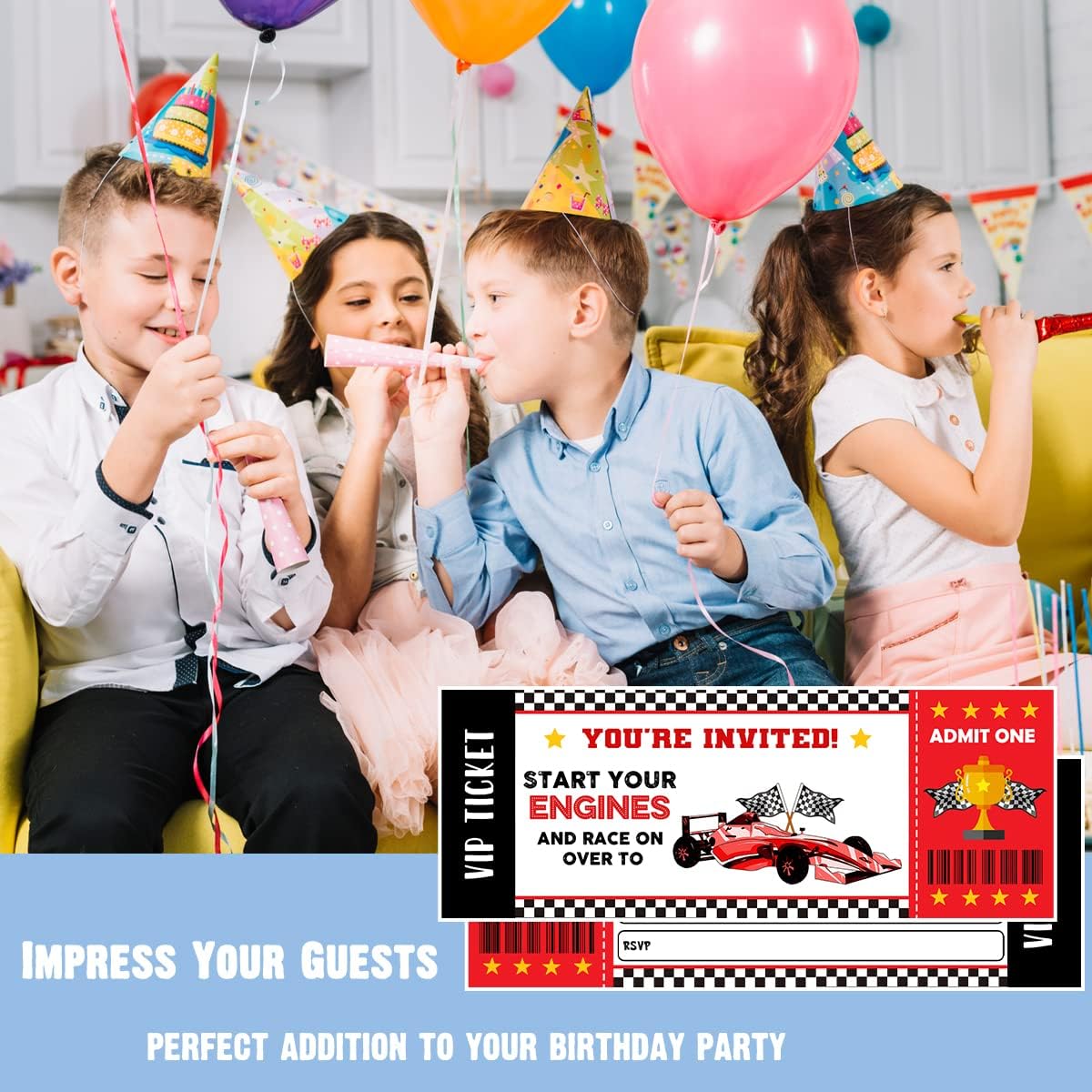 UBLURO Car Racing Birthday Party Invitations 20 Tickets with Envelopes
