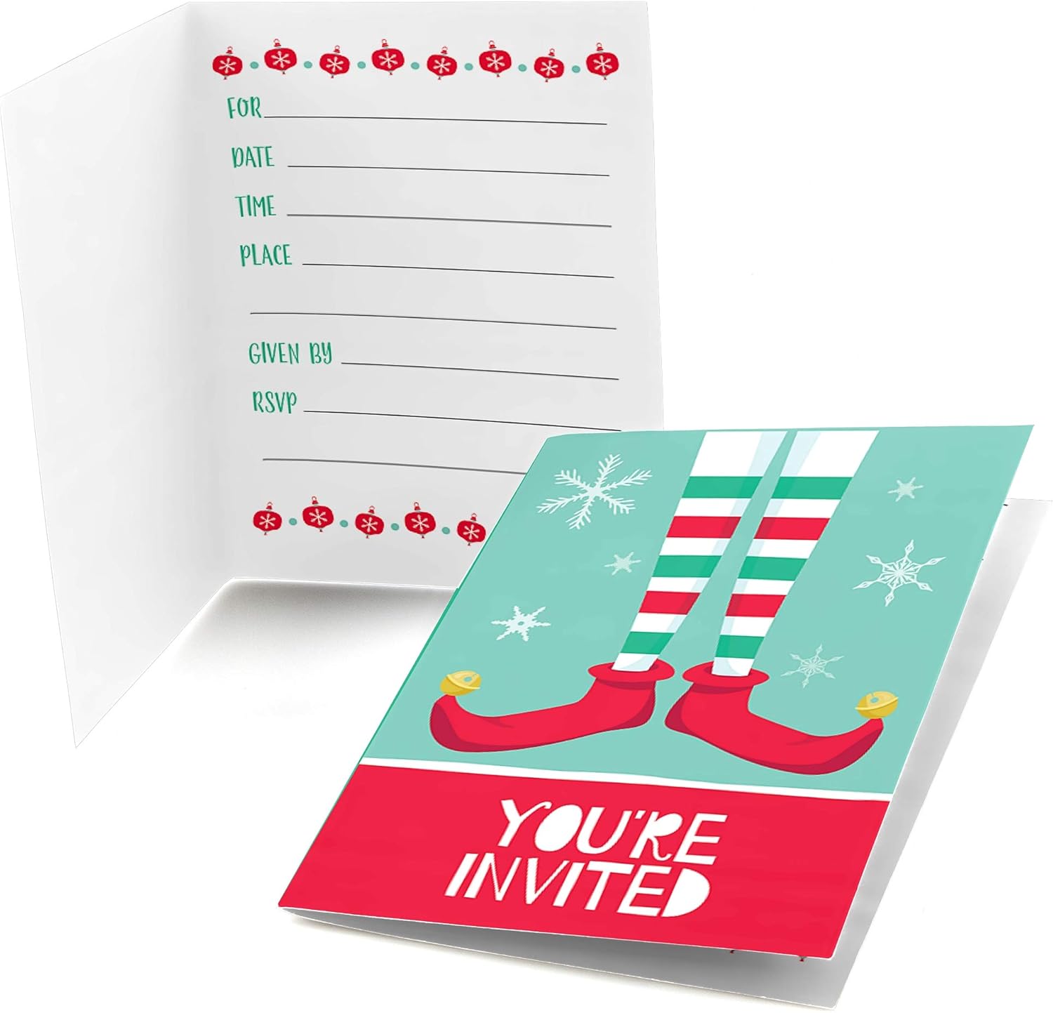 Big Dot of Happiness Elf Squad Party Invitations 8 Count