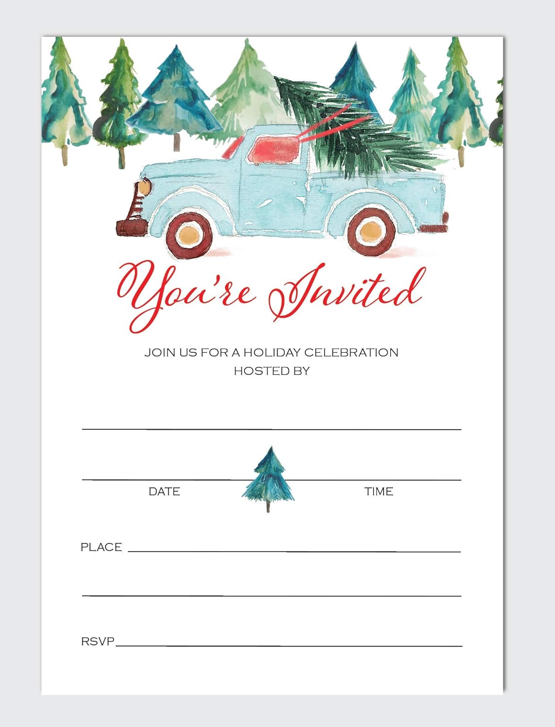 Set of 20 Christmas Invitations with Envelopes and Seals