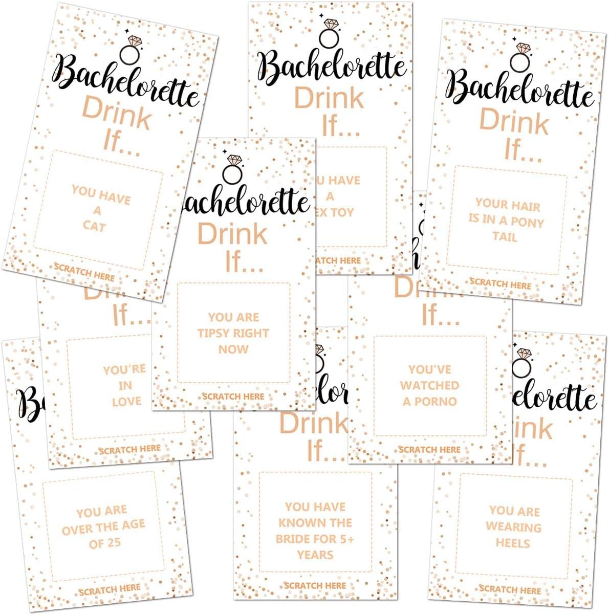 Bachelorette Drinking Games Cards - 40 Sheets for Parties