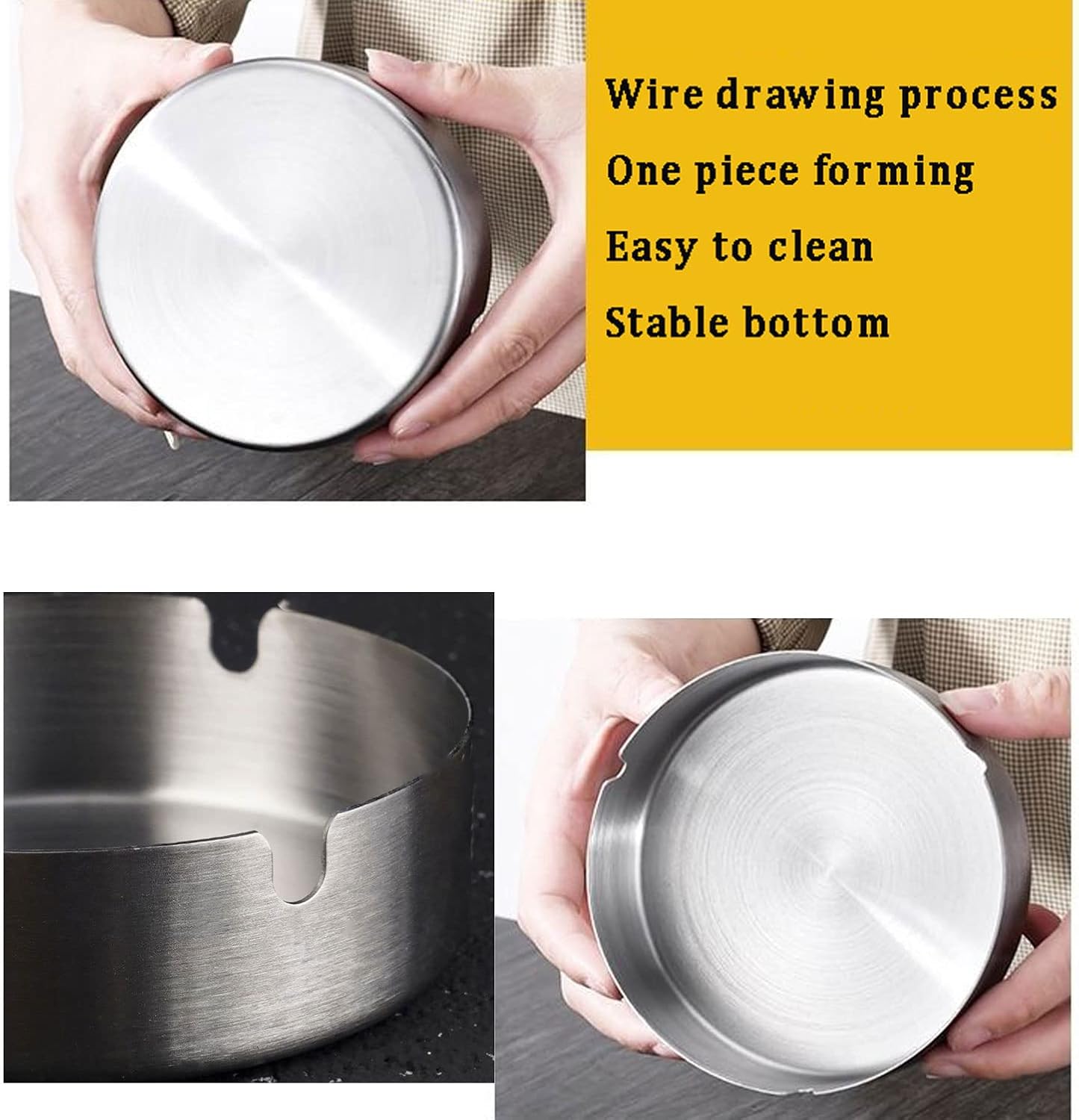 Stainless Steel Ashtray 2 Pack Large 394in for Cigarettes