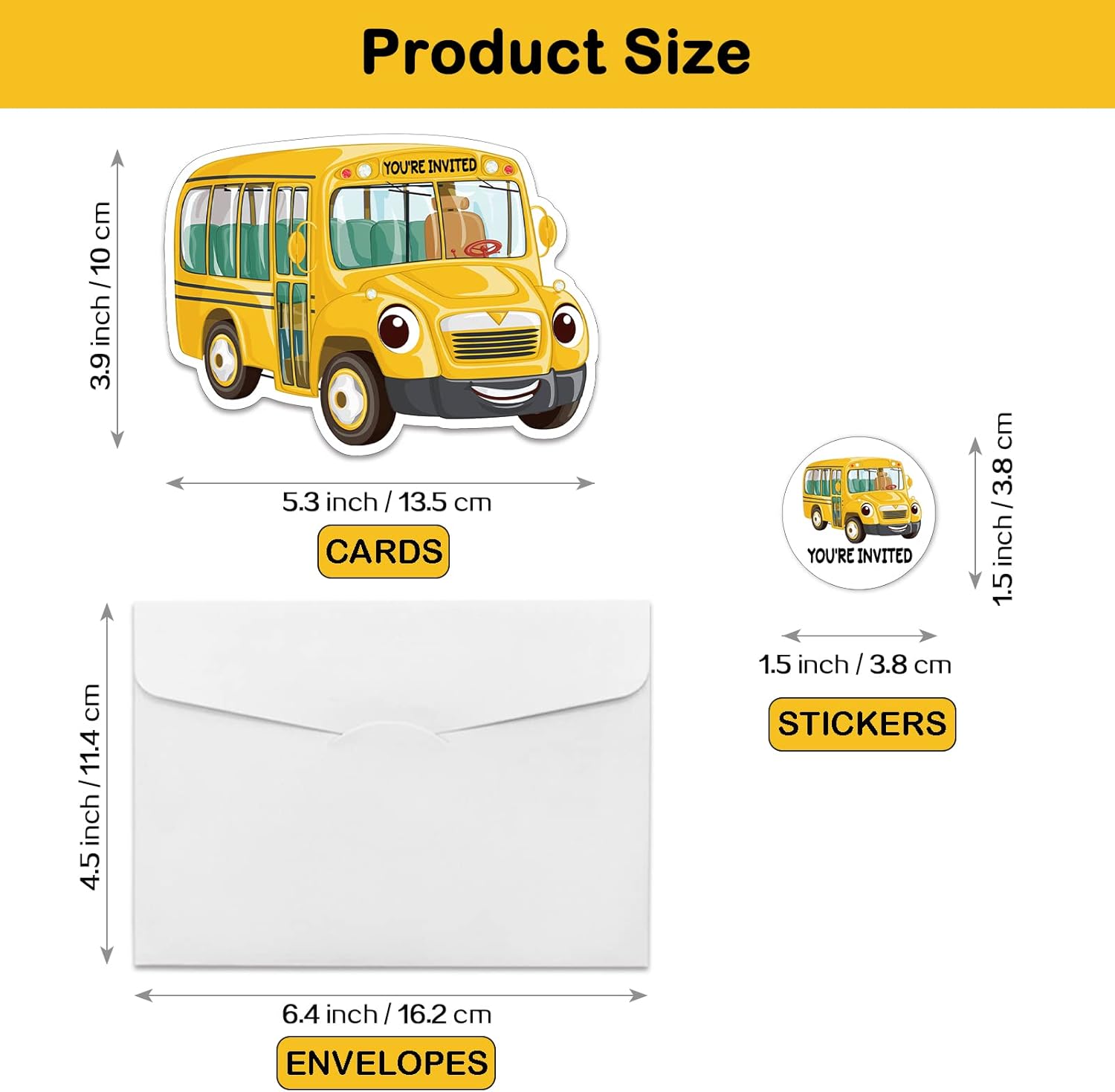 REWIDPARTY 20 Pack School Bus Shaped Invitations