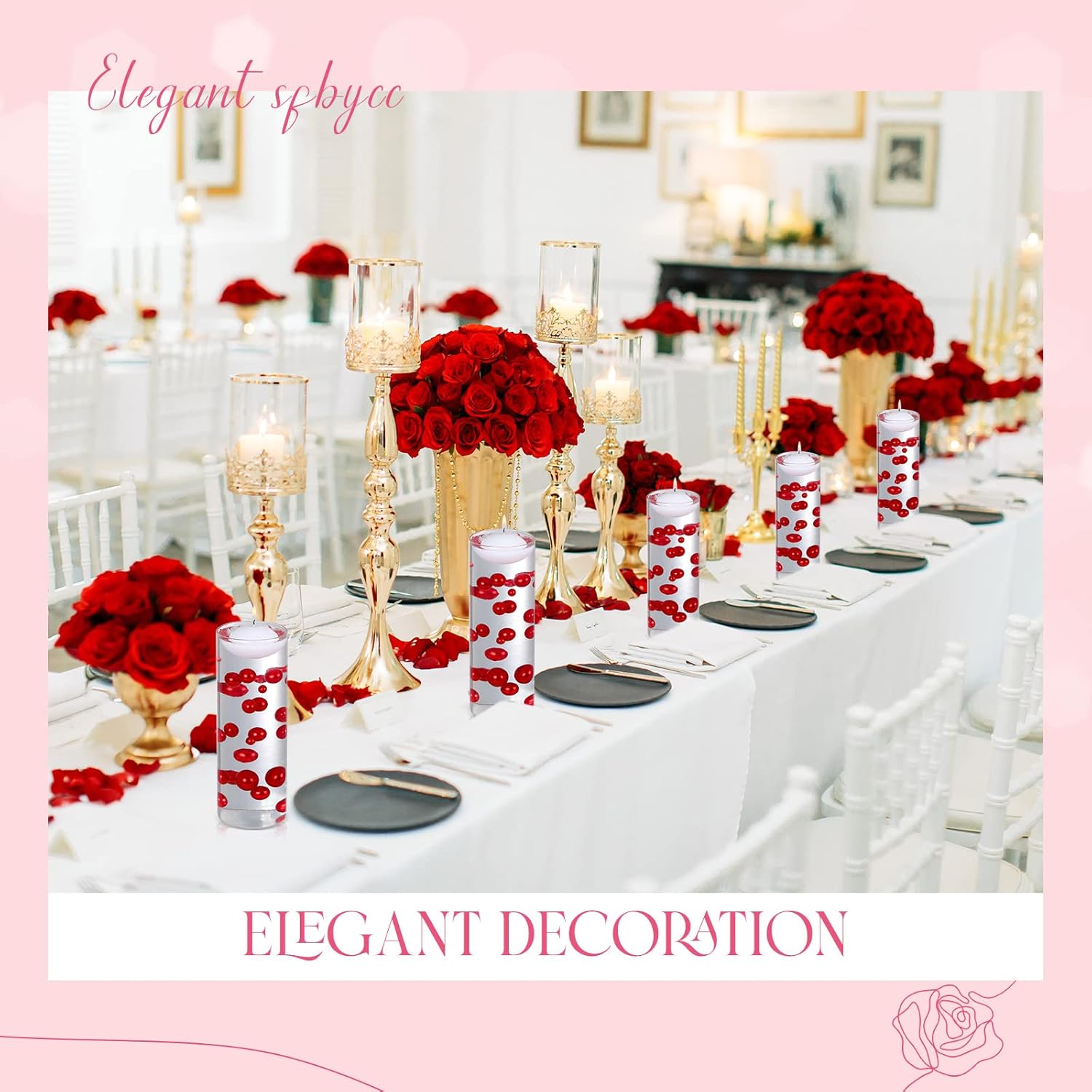 Fumete 10162 Pcs Floating Candles for Centerpieces Red