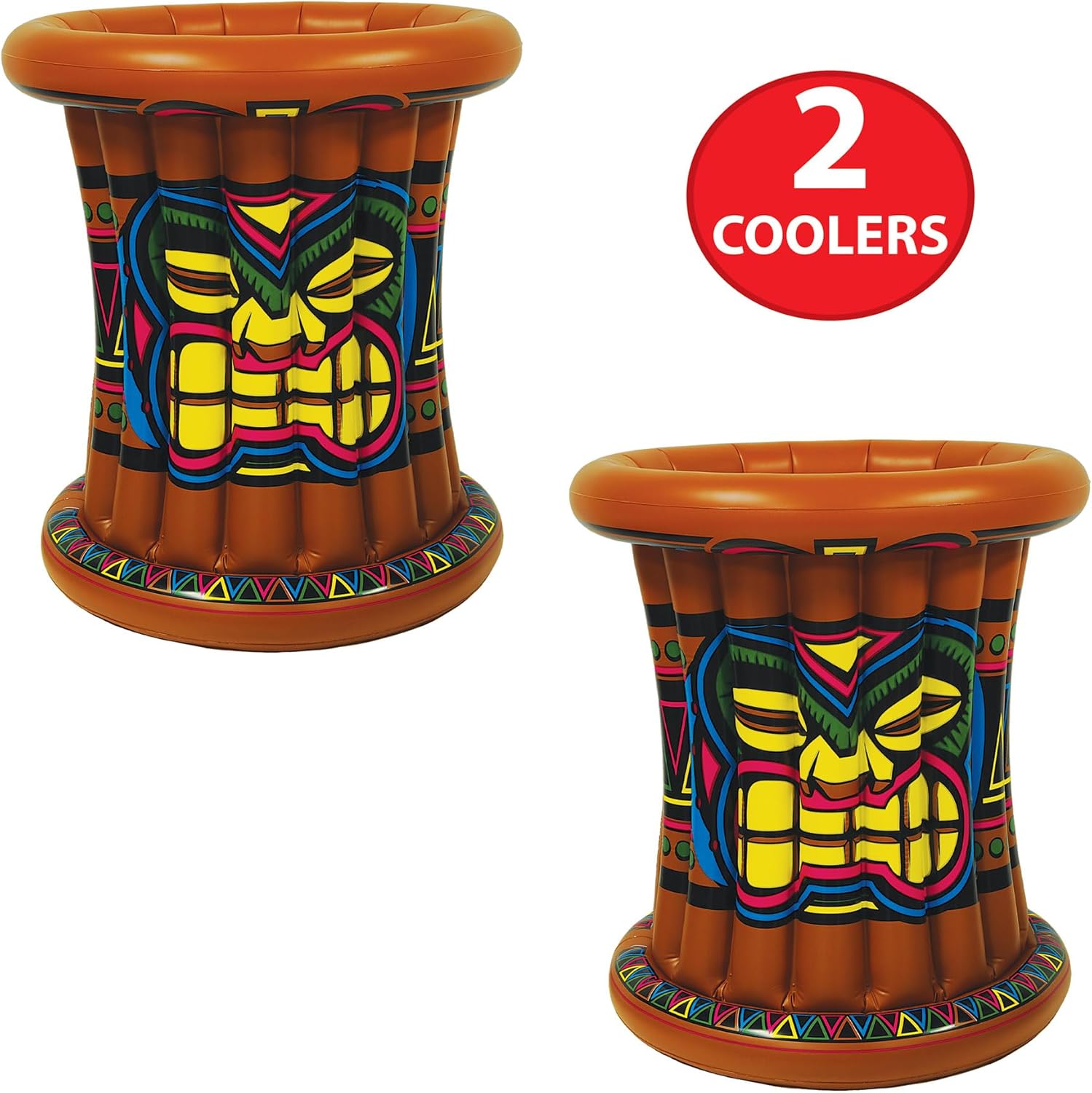 Beistle 2 Piece Inflatable Tiki Coolers Hawaiian Theme