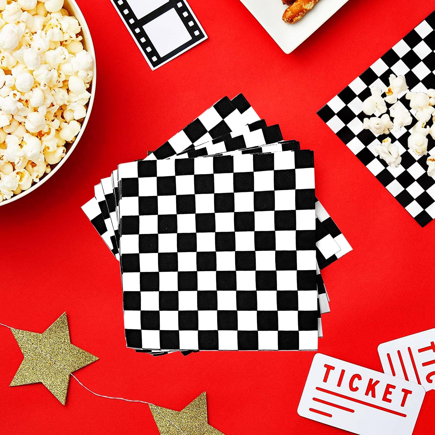 40Pcs Checkered Flag Napkins for Race Themed Party