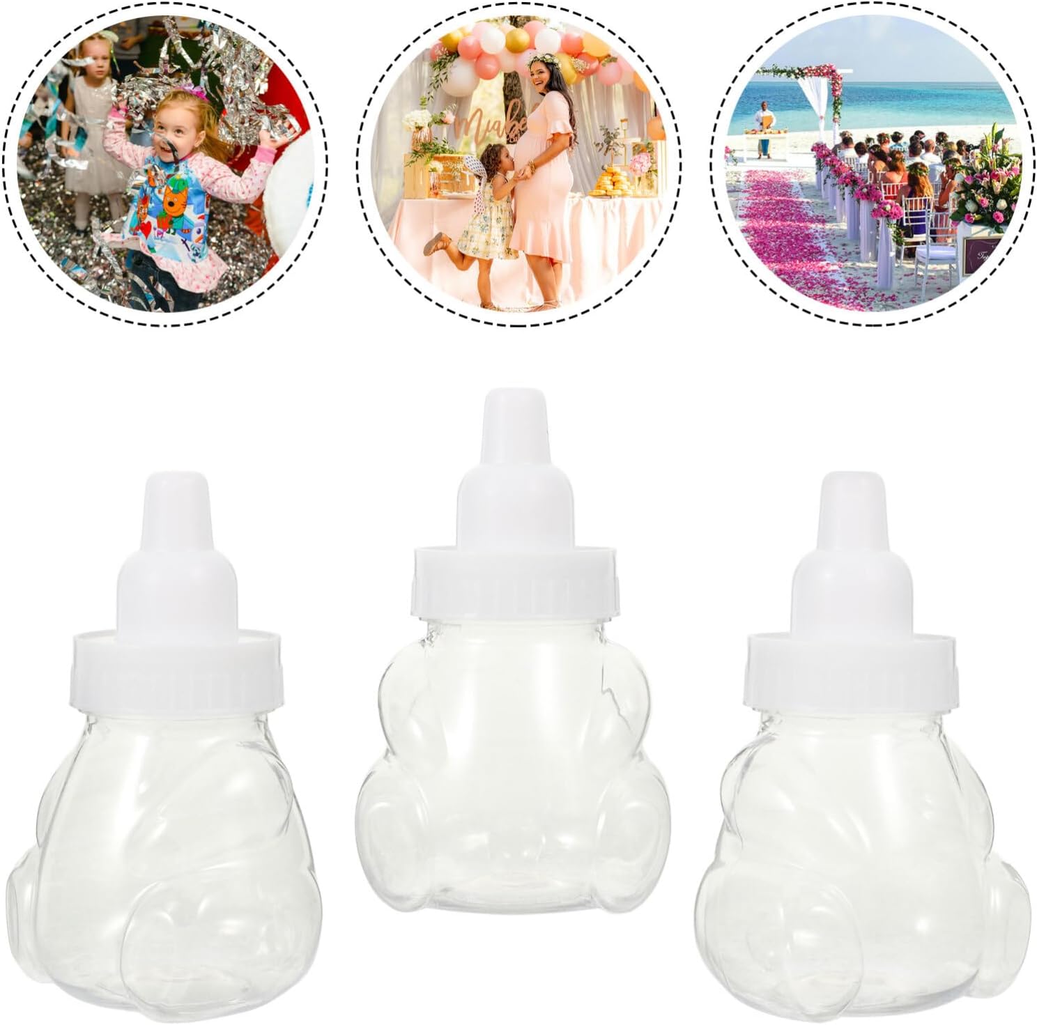 Cabilock Bear Shaped Candy Boxes 12pcs Clear Plastic Wedding Treat Containers