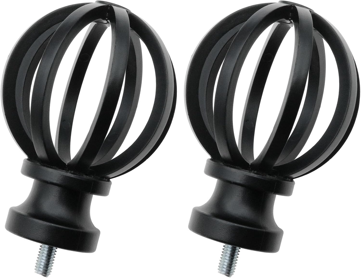 2 PCS Black Finials for 58 Inch Curtain Rods with M5 Screws