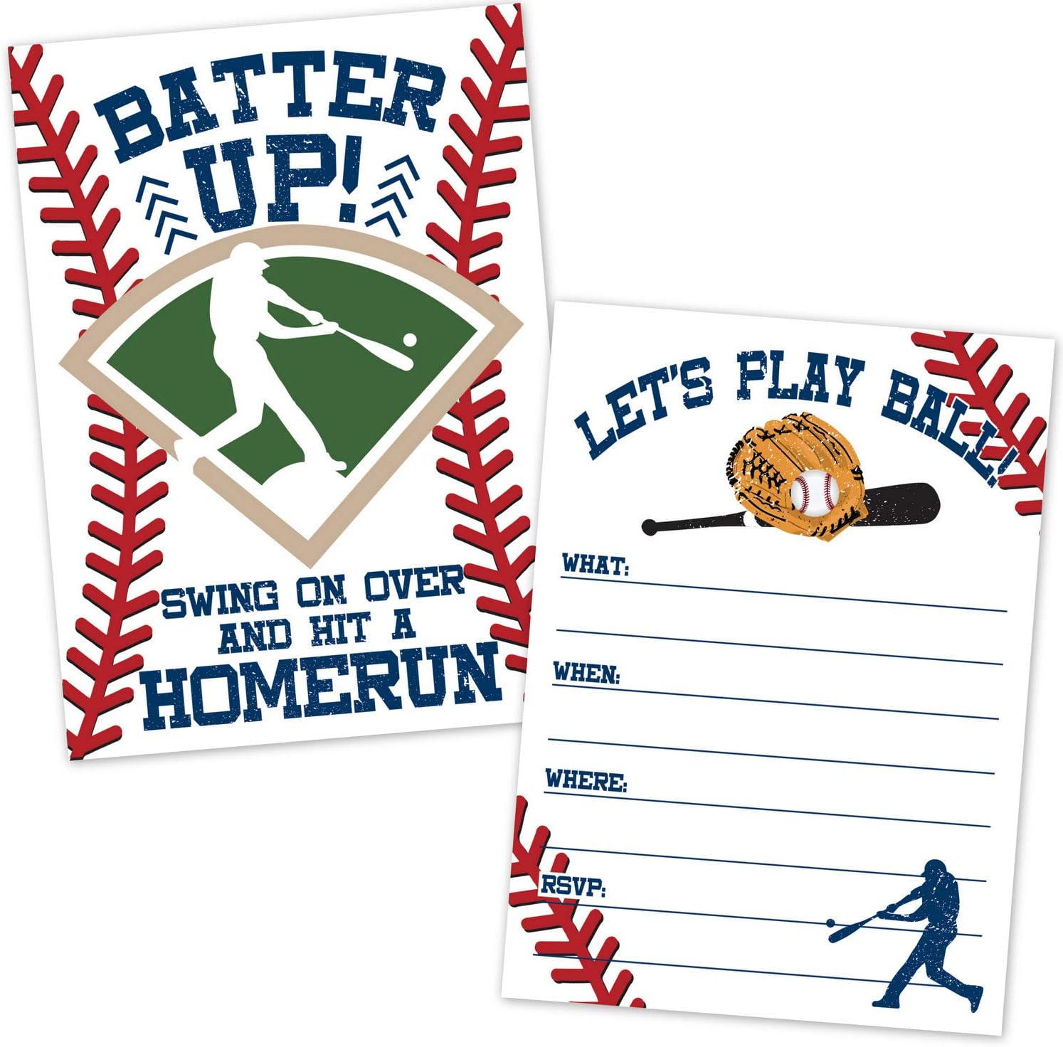 Baseball Birthday Invites 20 Count with Envelopes