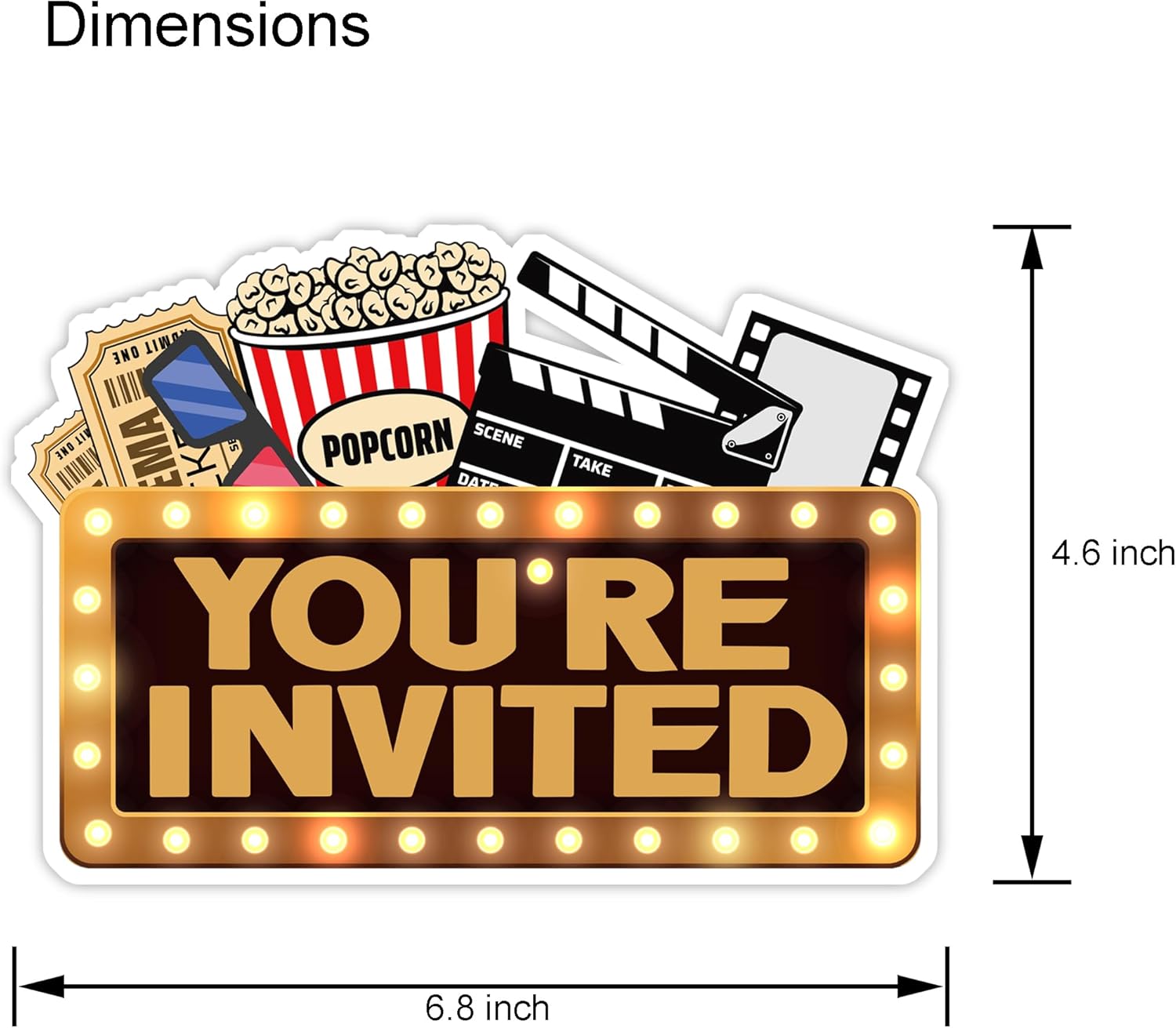 Movie Theme Party Invitation Cards 30 Pack