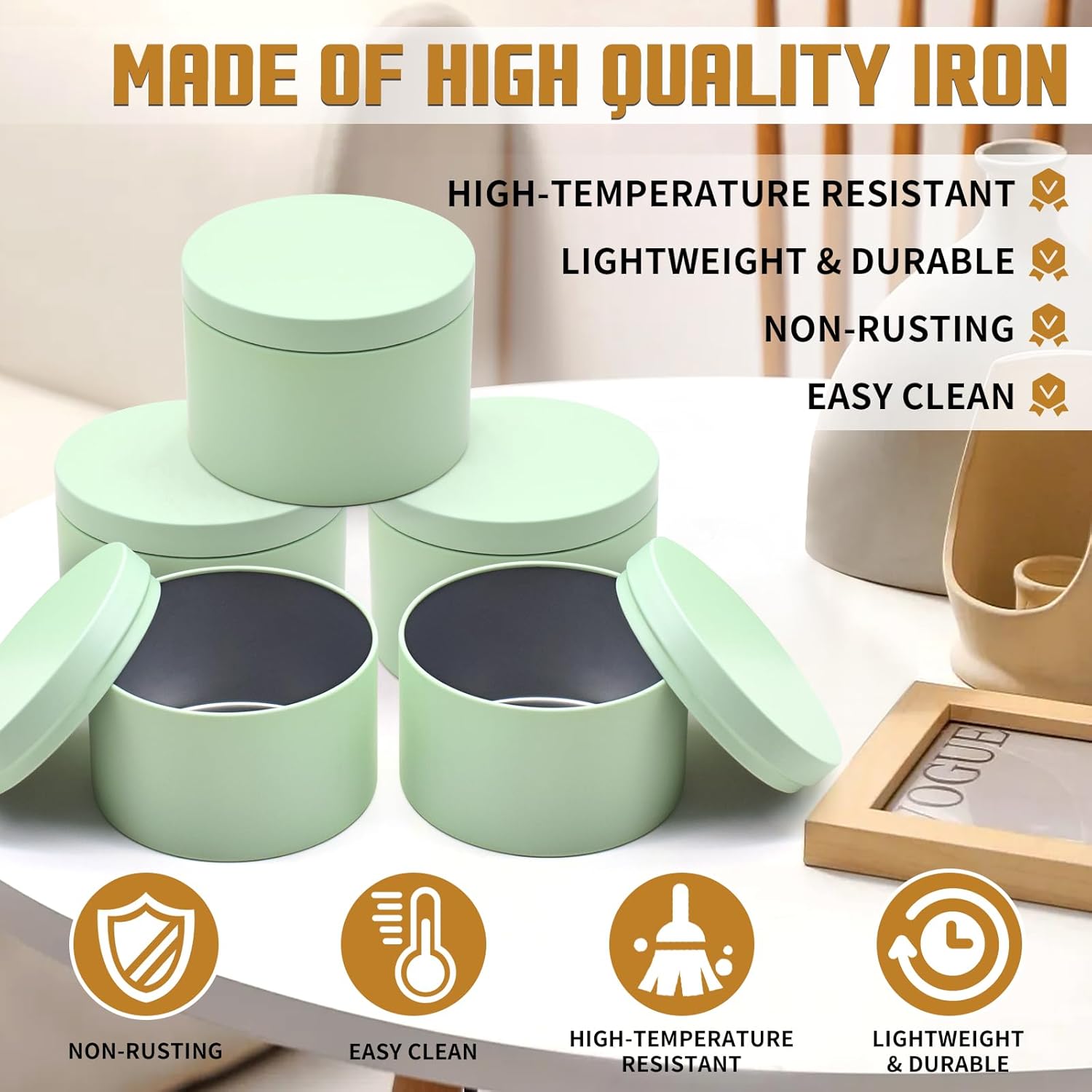 Premium Matte Green Candle Tins 8oz 24-Pack