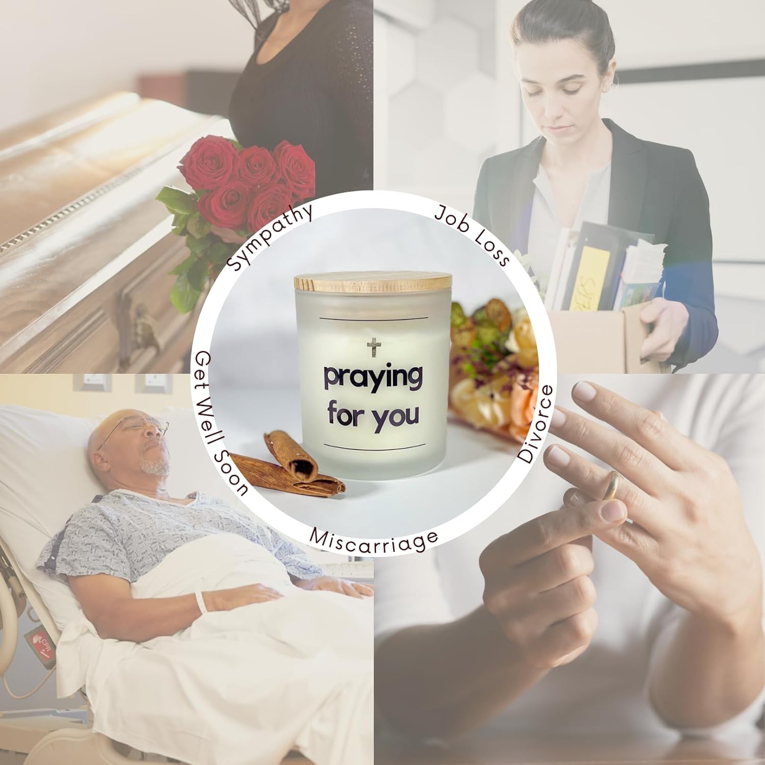Praying For You Candle with Bible Verses for Sympathy Gifts