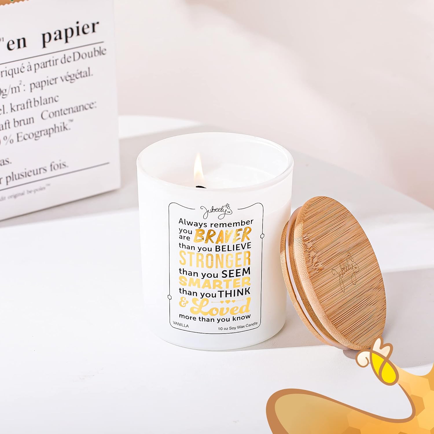Inspirational Vanilla Soy Candle for Women Christmas Gift with Bravery Message