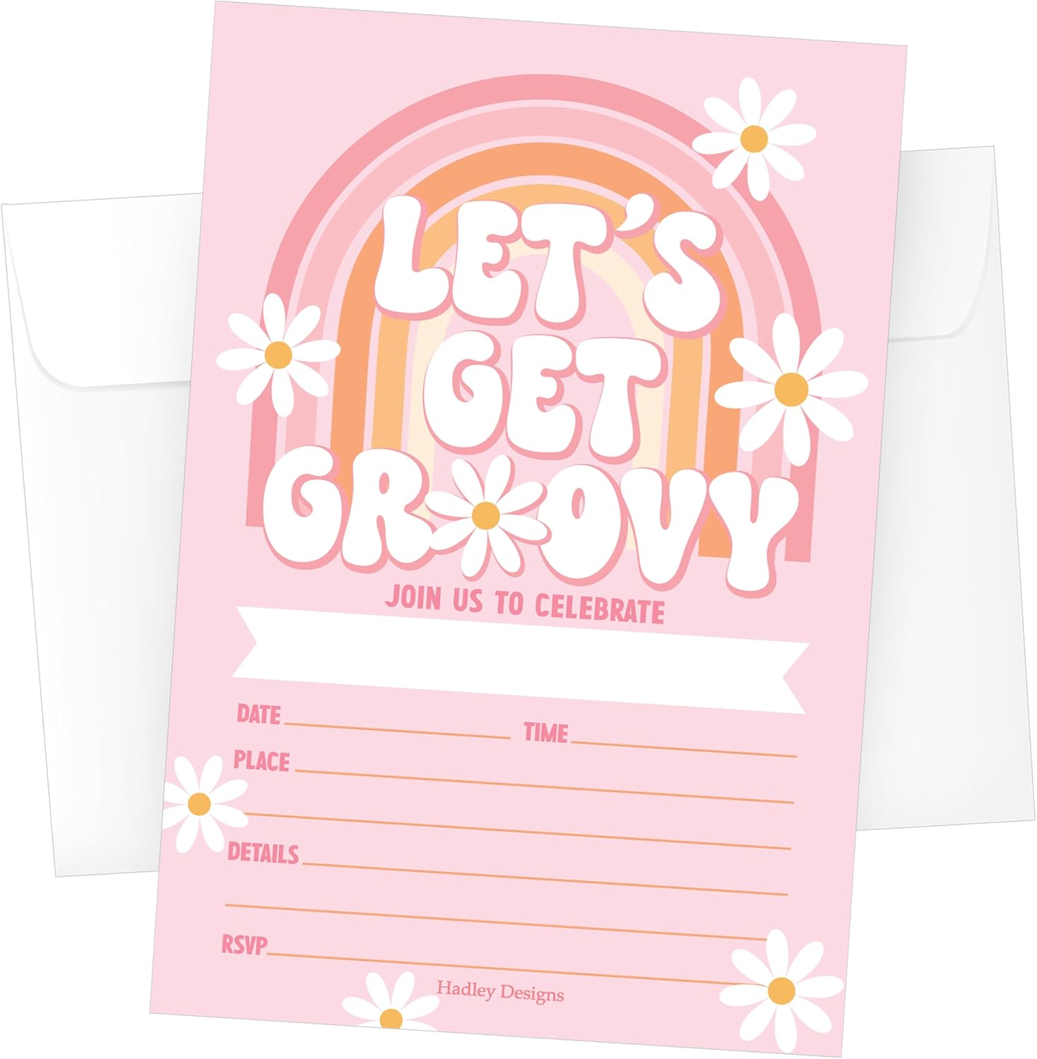 Hadley Designs Retro Groovy Girl Birthday Invitations 15-Pack
