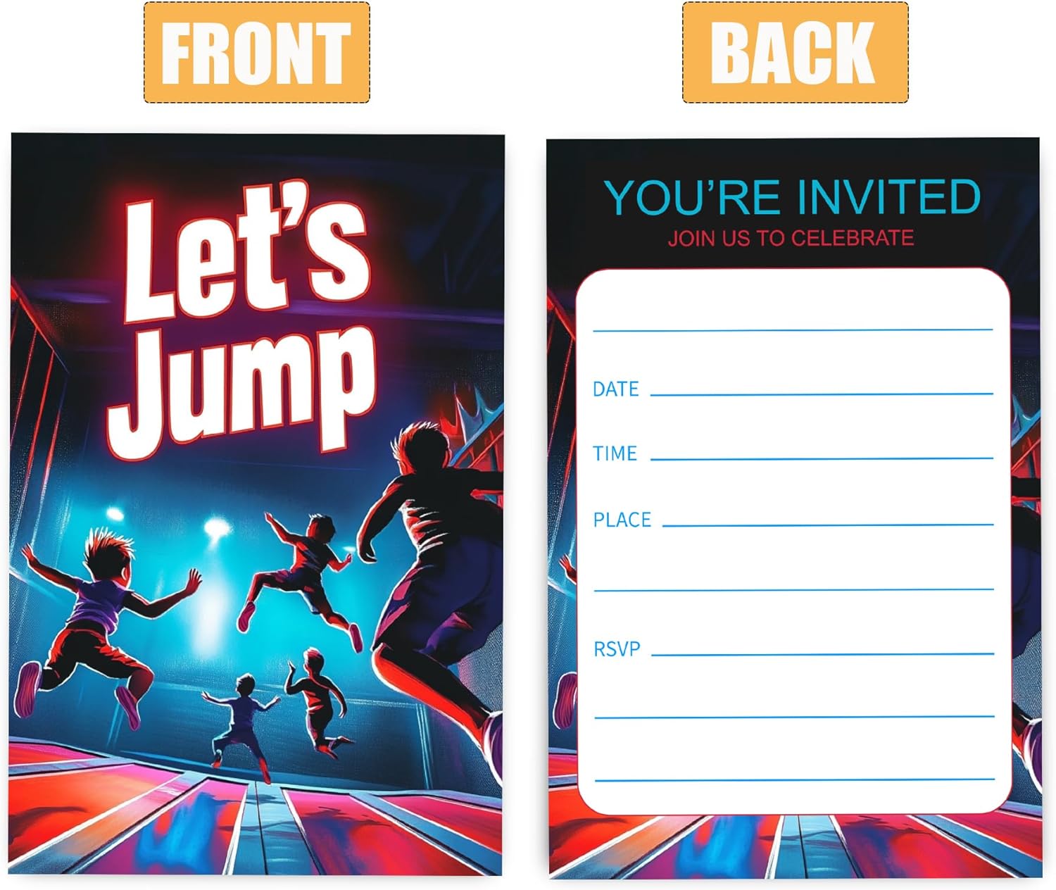 VIVORA Lets Jump Birthday Invites 30 Cards Envelopes