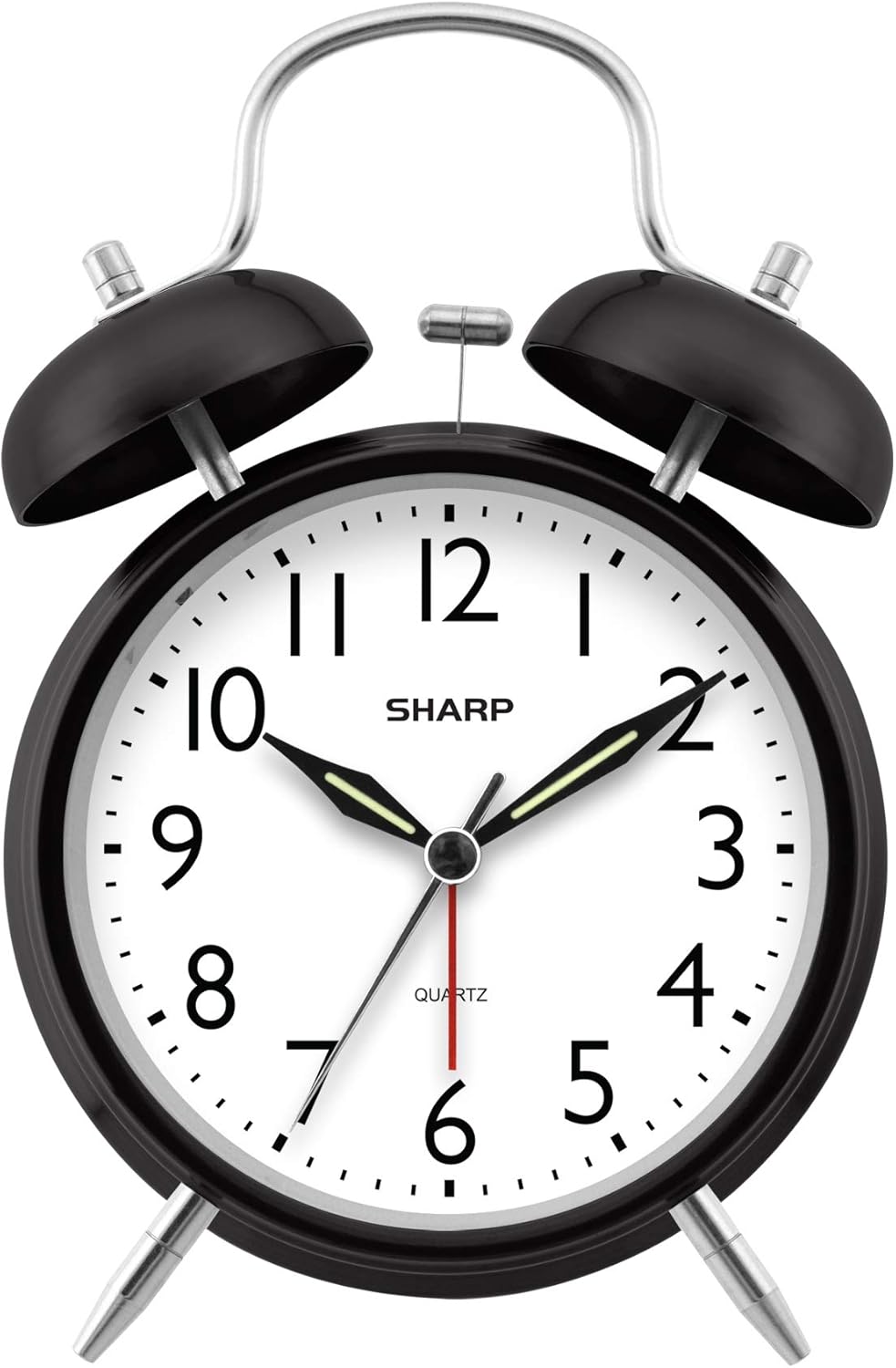 Sharp Twin Bell Alarm Clock - Loud Alarm - Battery Operated