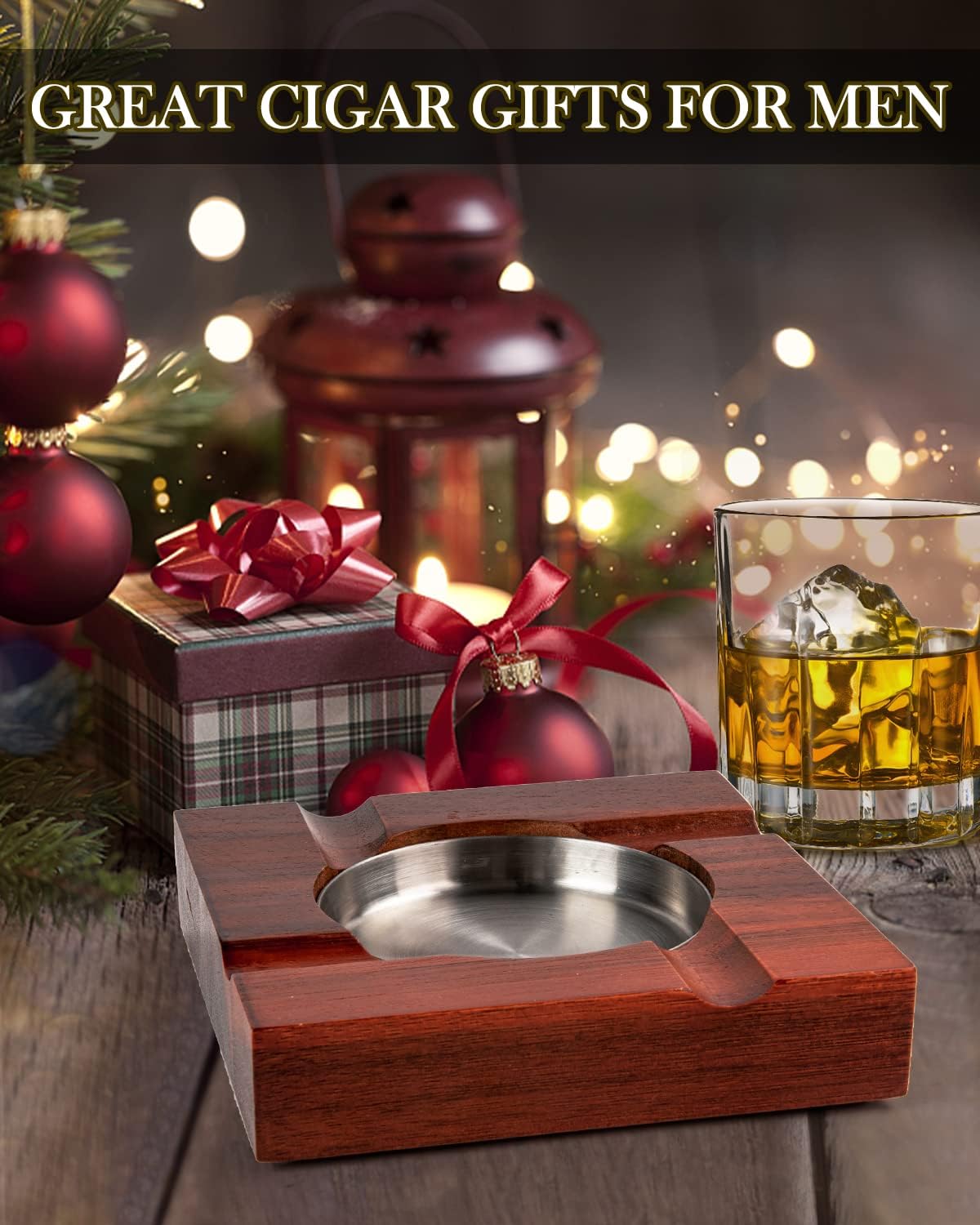 Wood Cigar Ashtray with Gift Box - Classic Design