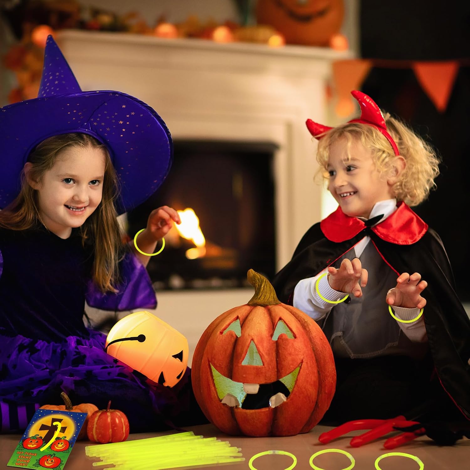 HyDren 32 Piece Halloween Glow Wristband Set