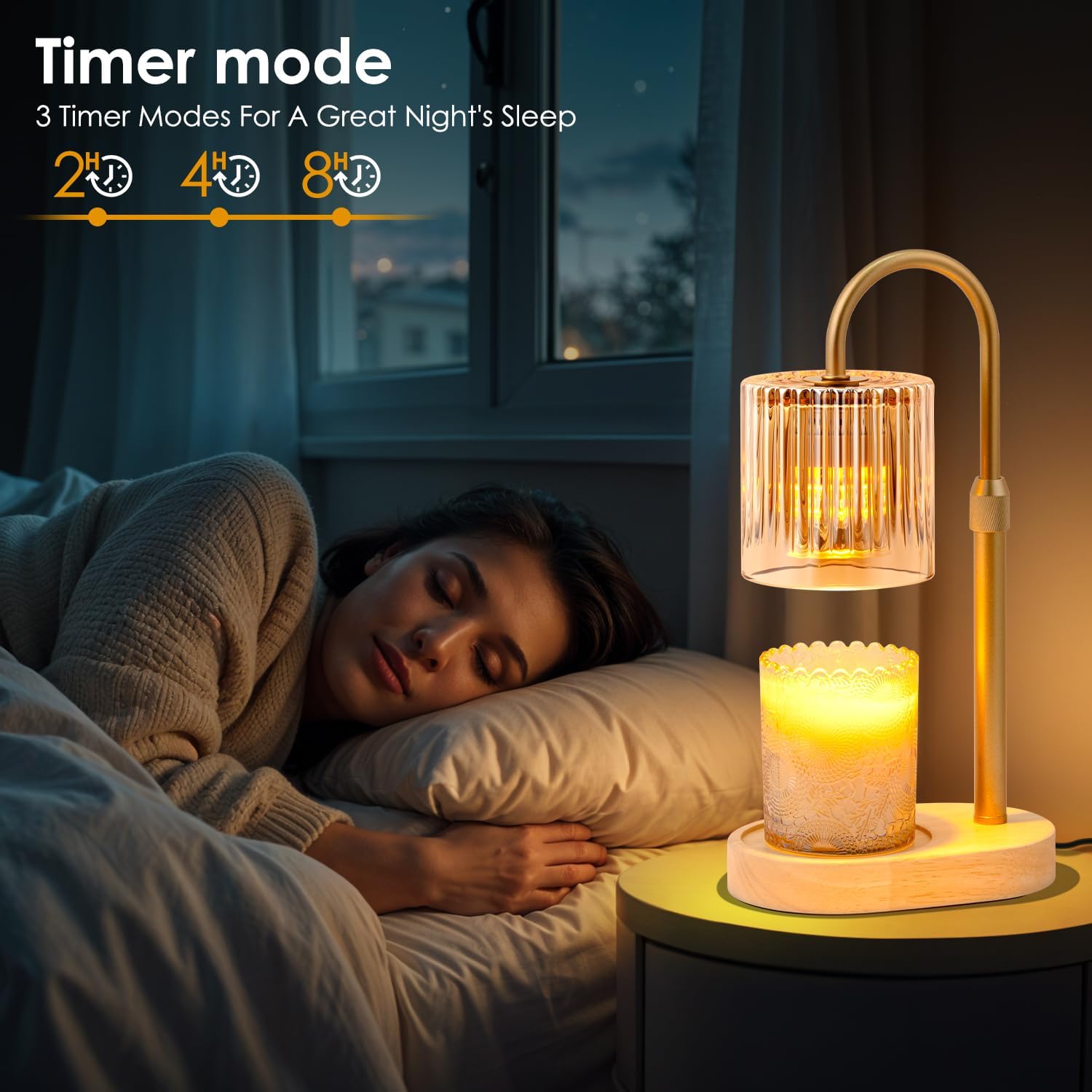 YDSP Candle Warmer Lamp with Timer Adjustable Height Modern Style