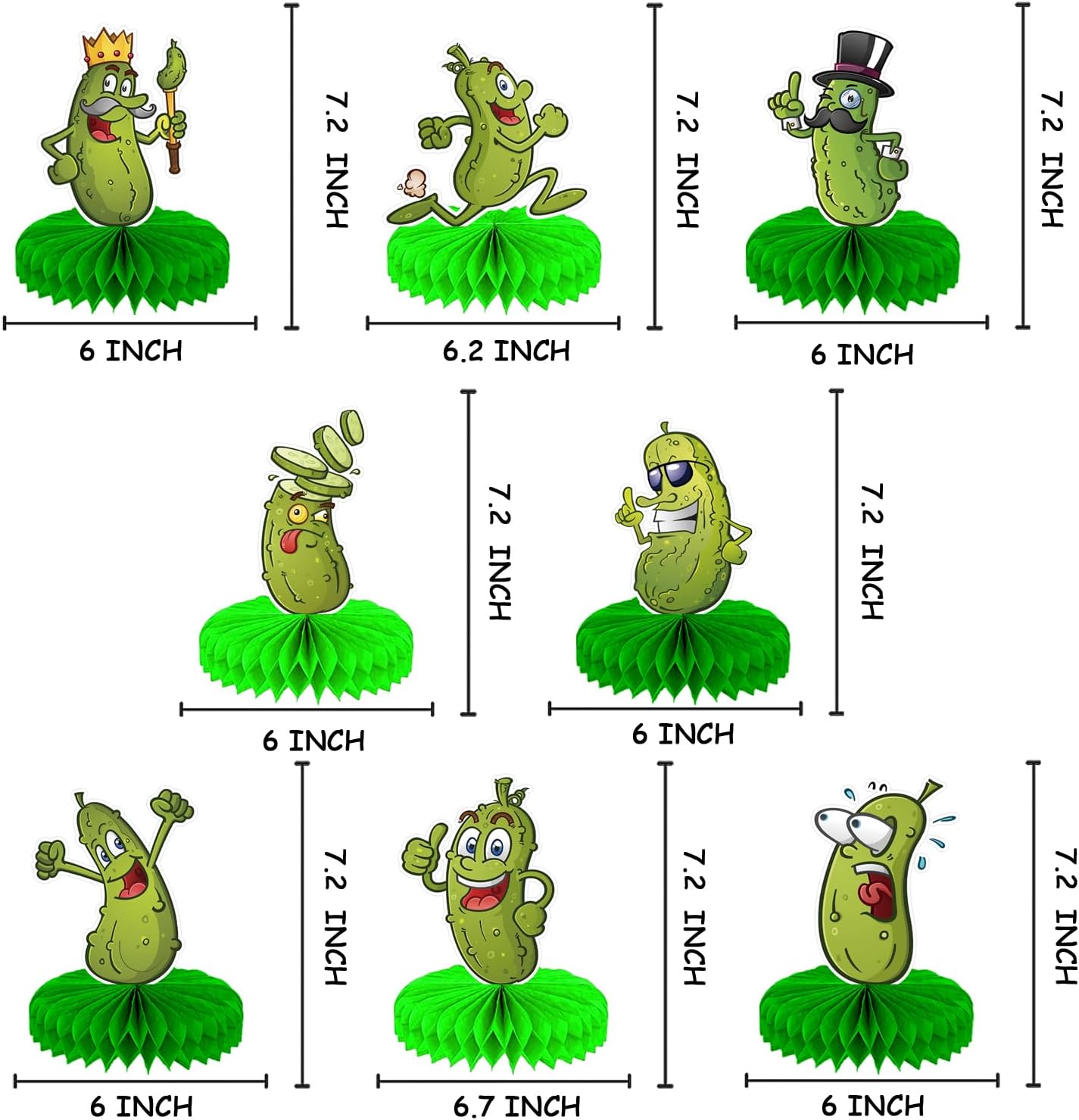 NOVIIML Cartoon Pickles Honeycomb Centerpieces 3D Double Sided Table Decorations