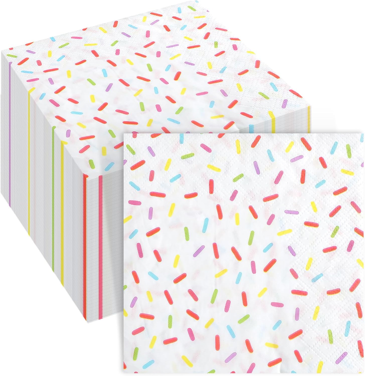 Crtiin 150 Pcs White Donut Sprinkles Napkins 2 Ply