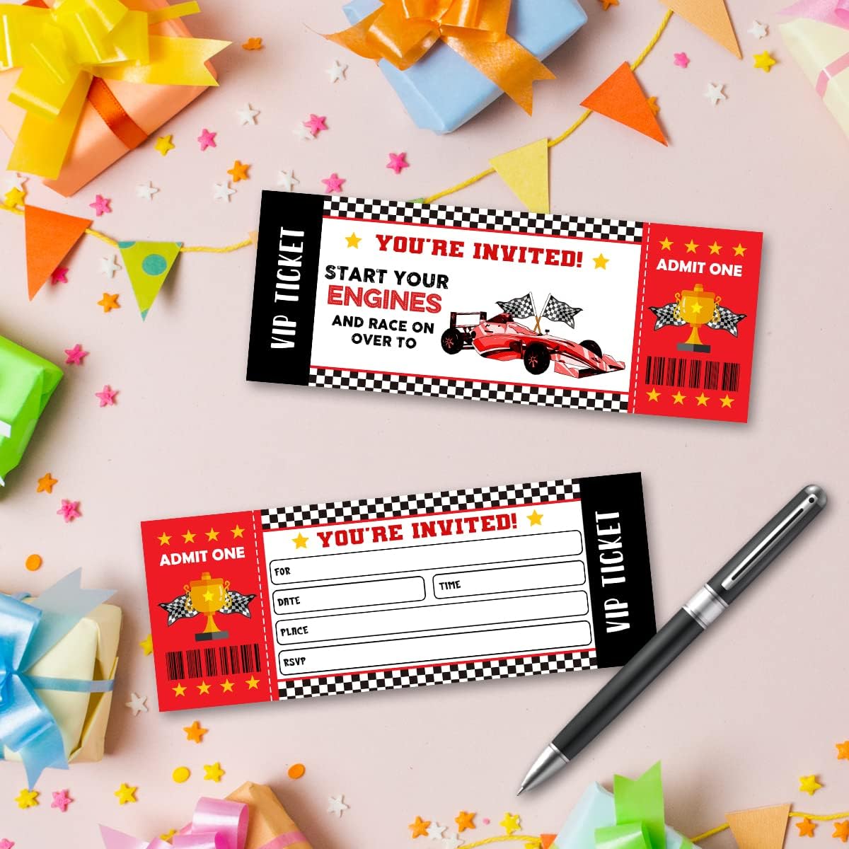 UBLURO Car Racing Birthday Party Invitations 20 Tickets with Envelopes