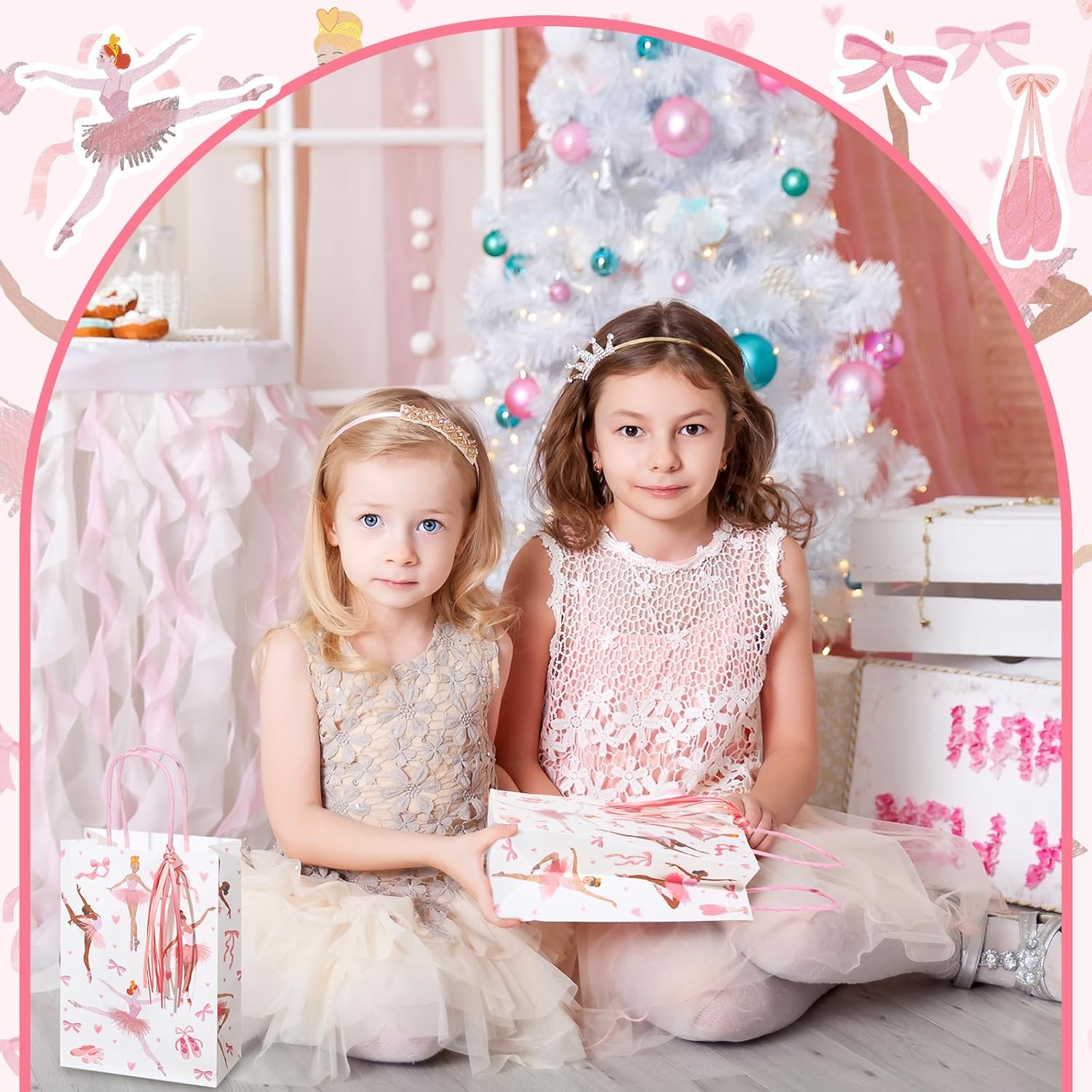 Ctosree 24 Sets Ballerina Gift Bags with Ribbon