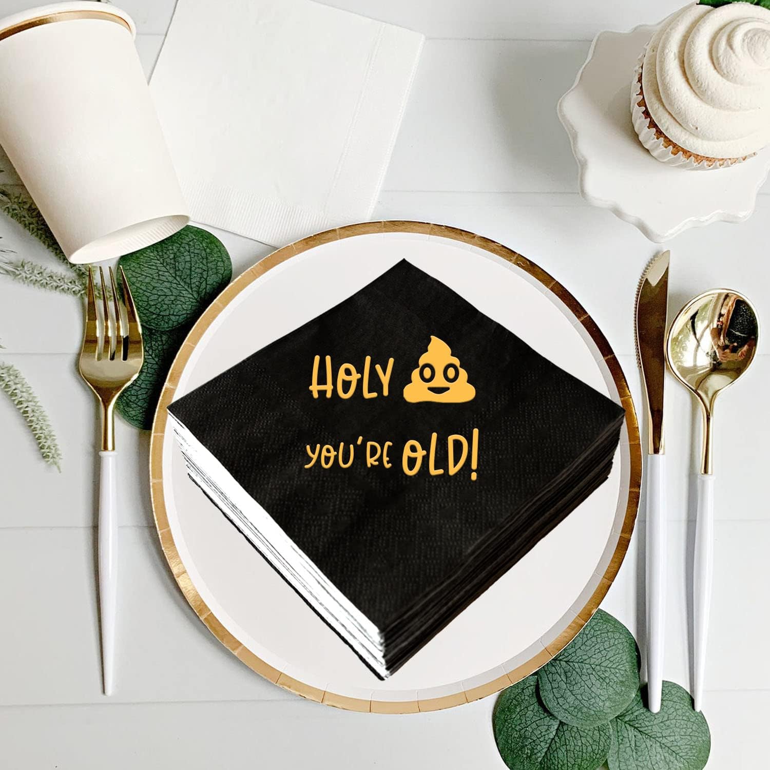 SWEETTALA Holy Youre Old Funny Birthday Napkins 50 Pack
