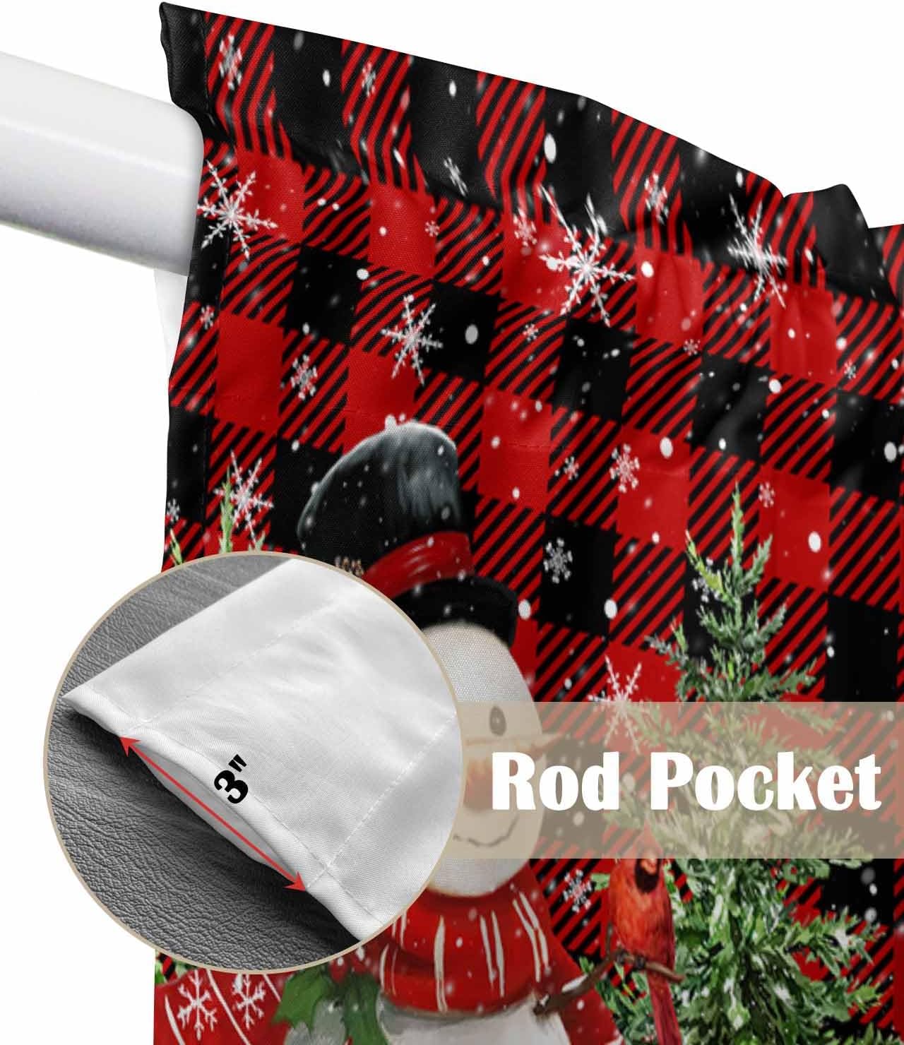 Christmas Swag Curtains Set 2 Panels 36x36 Red Black Buffalo Plaid Valance