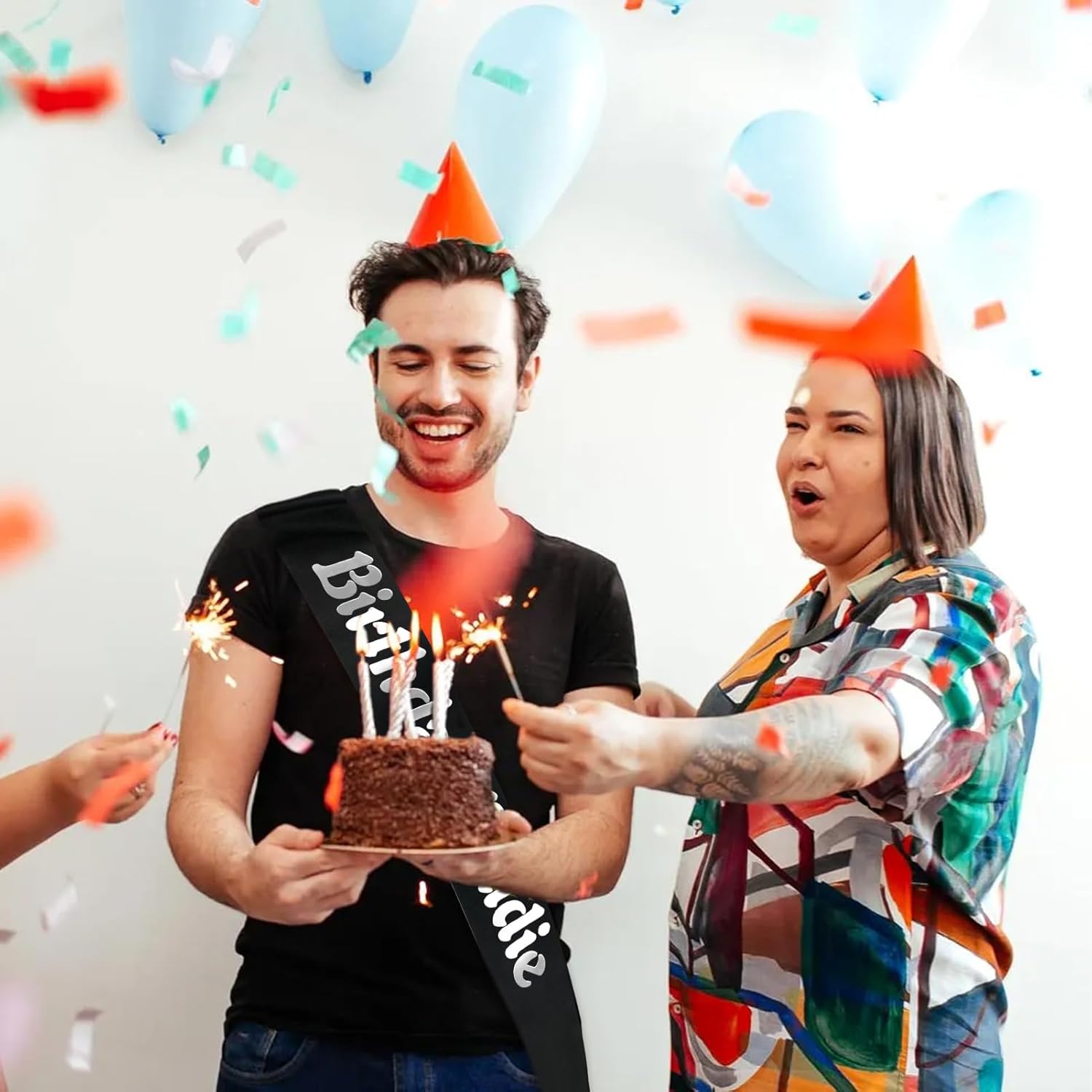 Birthday Baddie Sash with Silver Foil