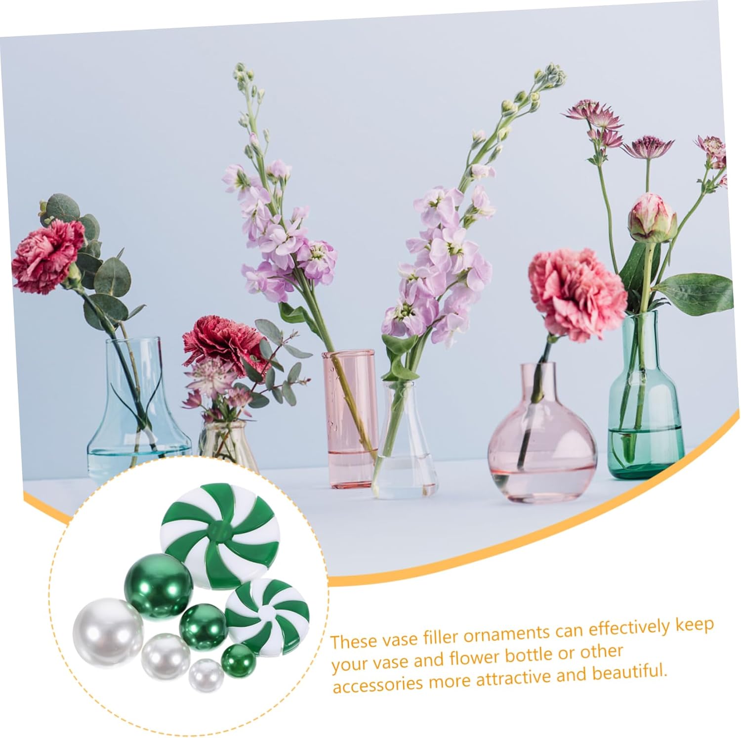 PRETYZOOM Christmas Floating Candle Decorations and Acrylic Beads Vase Filler