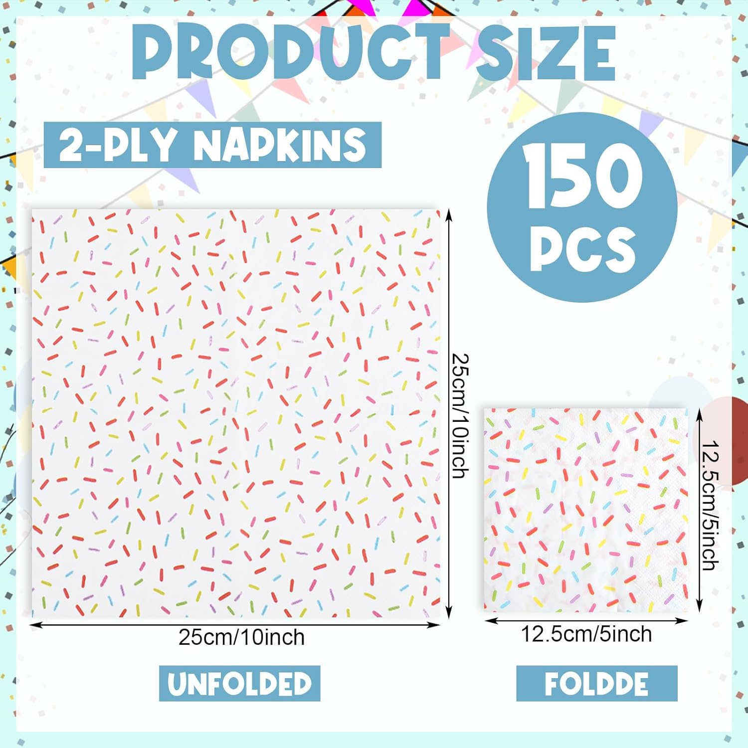 Crtiin 150 Pcs White Donut Sprinkles Napkins 2 Ply