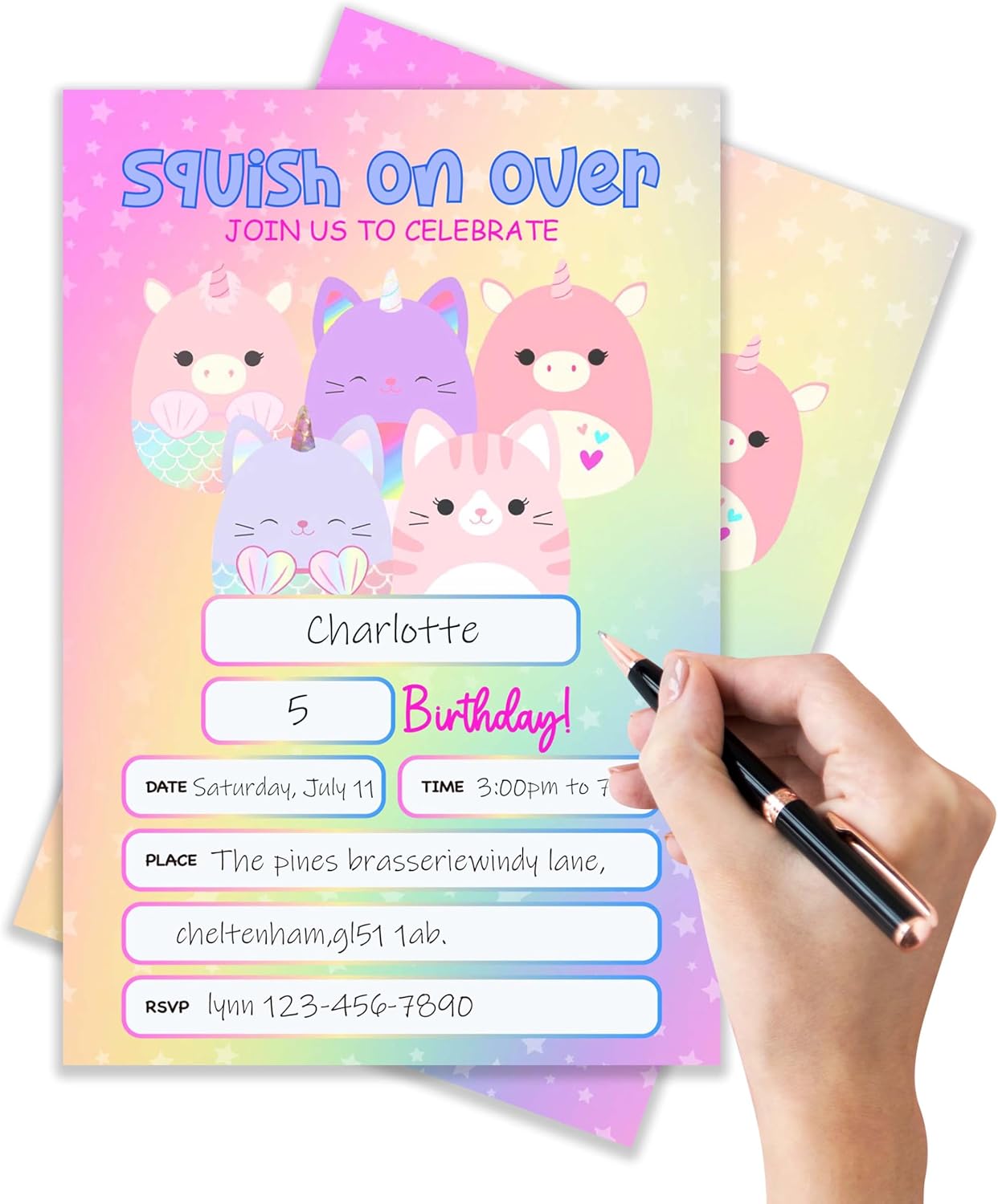 Squish Birthday Invitations with Envelopes Pack of 20