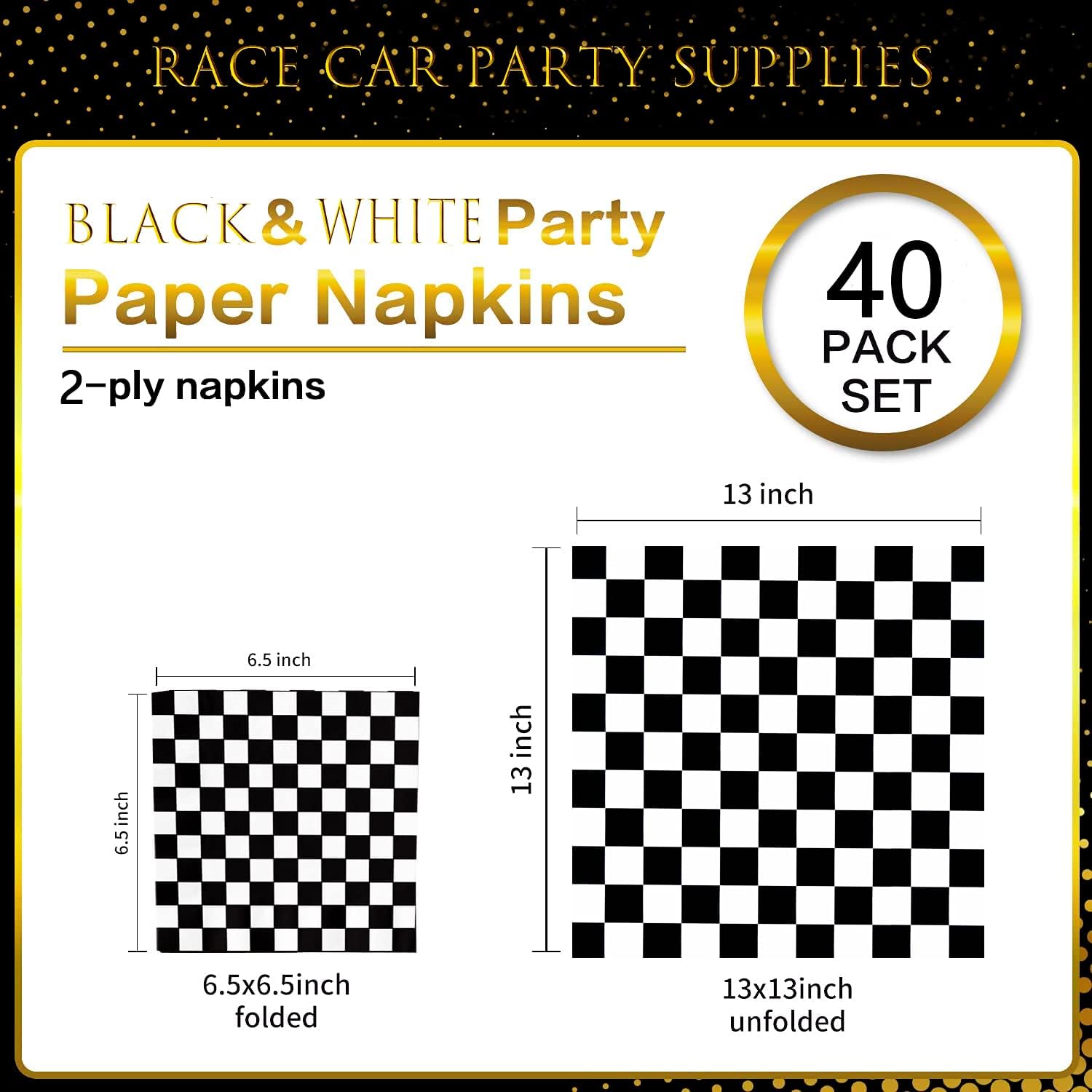 40Pcs Checkered Flag Napkins for Race Themed Party