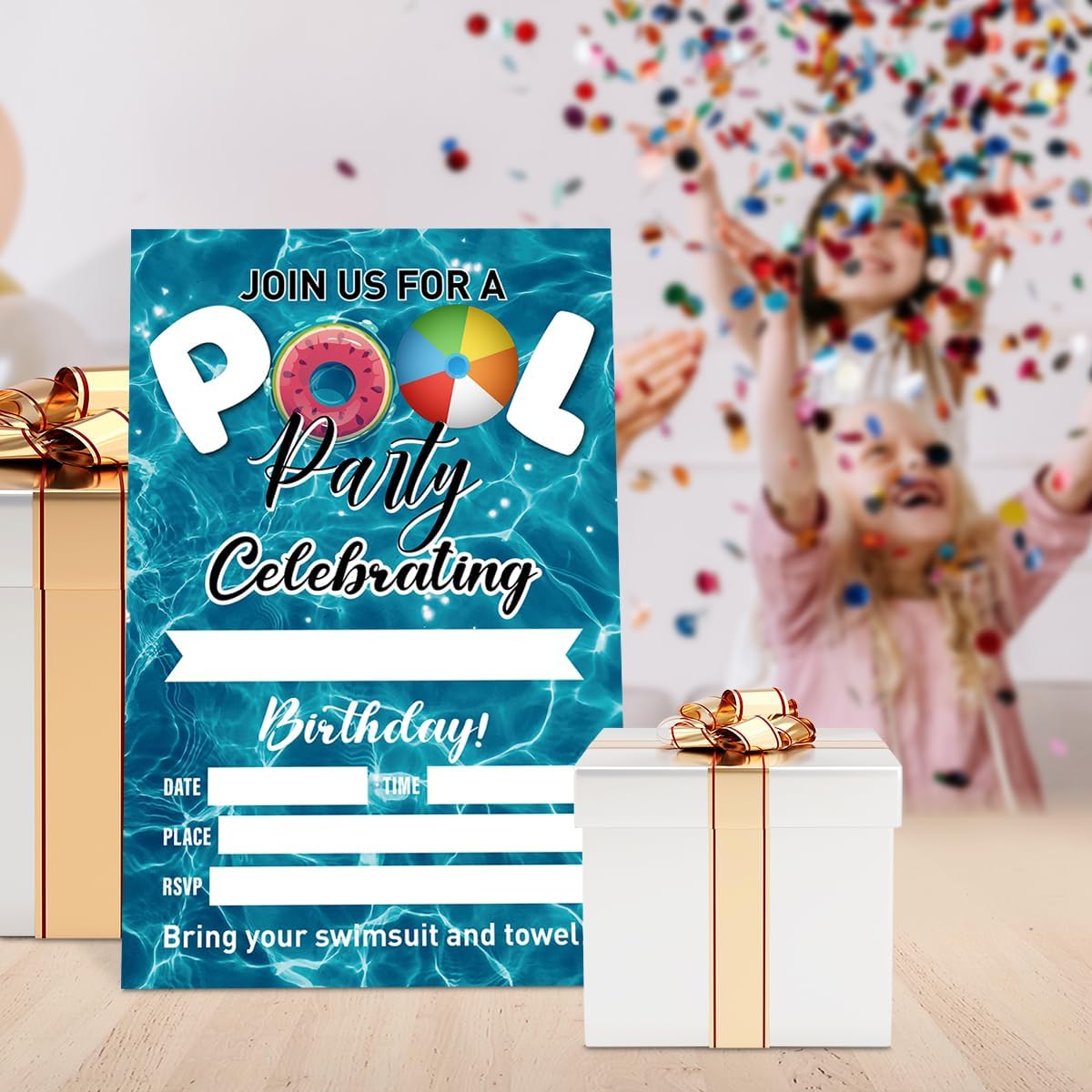 Pool Party Birthday Invites for Boys Set of 20