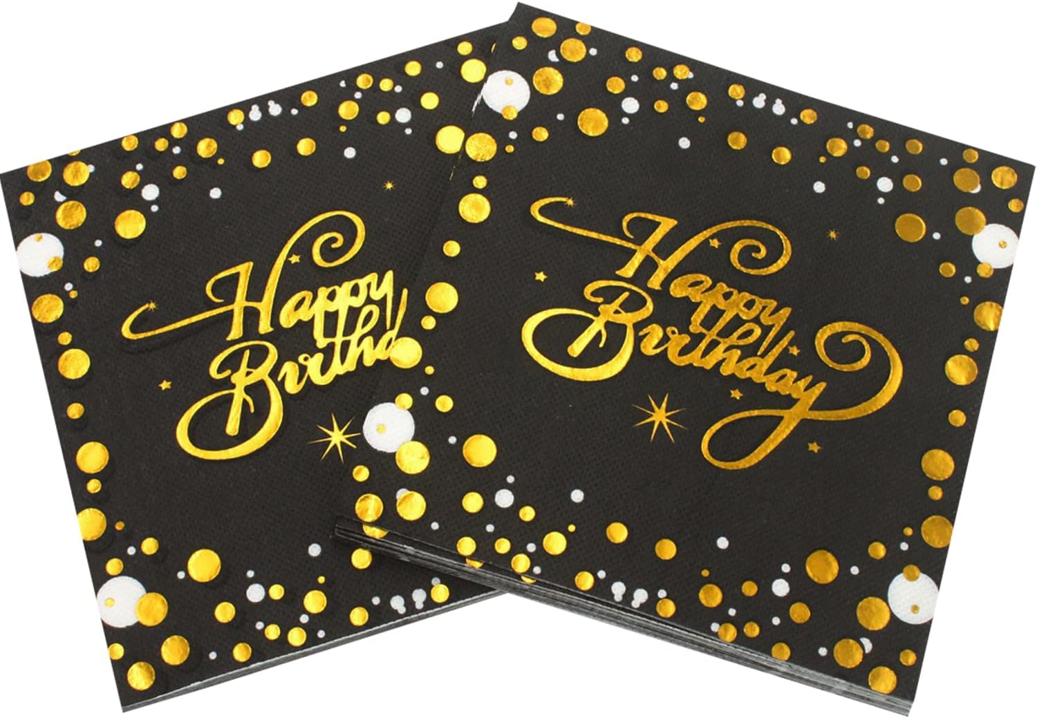 40pcs Black and Gold Birthday Napkins for Parties
