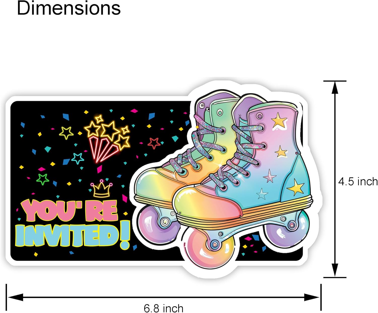 Roller Skating Party Invitation Cards Set of 30