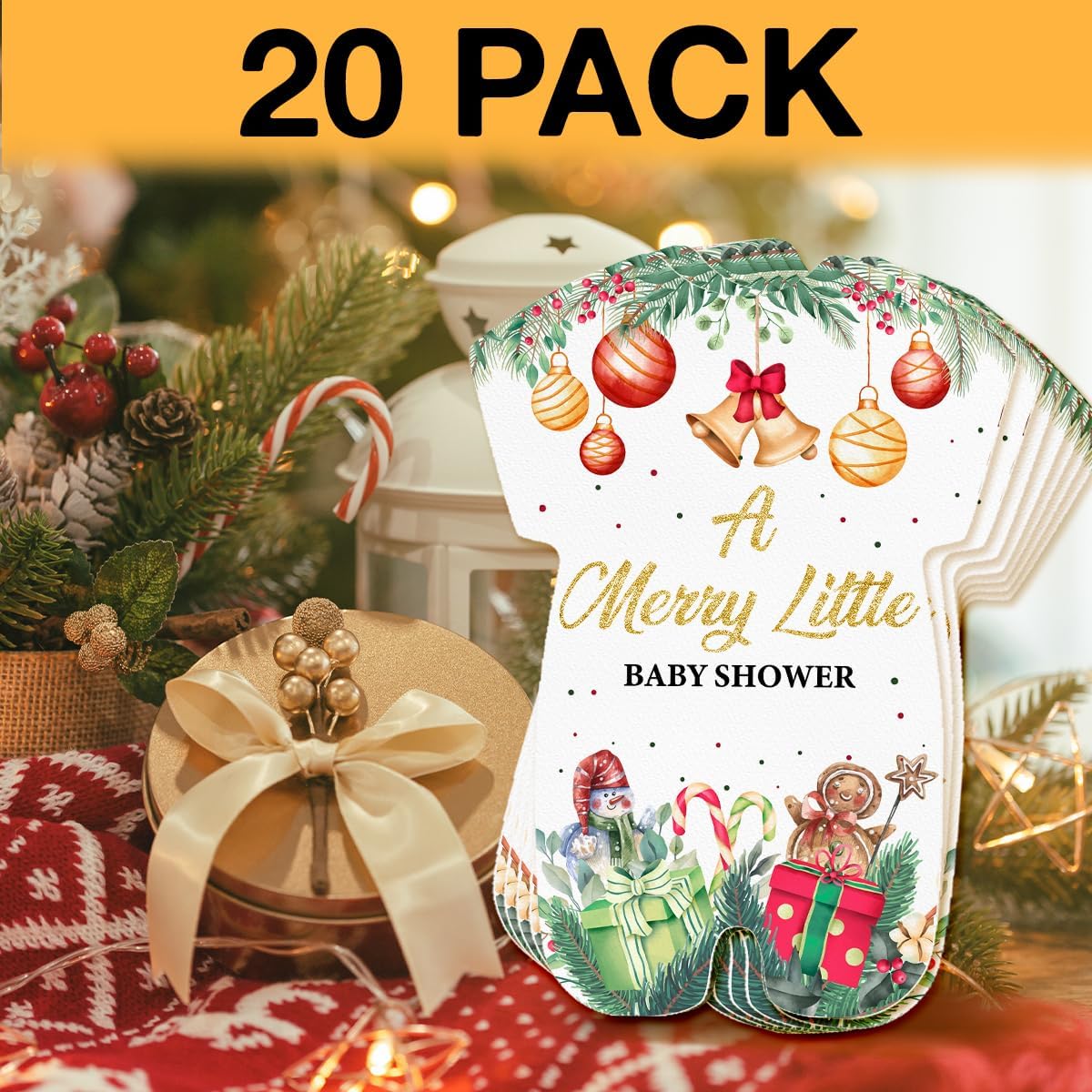 Christmas Baby Shower Invites with Envelopes 20 Pack