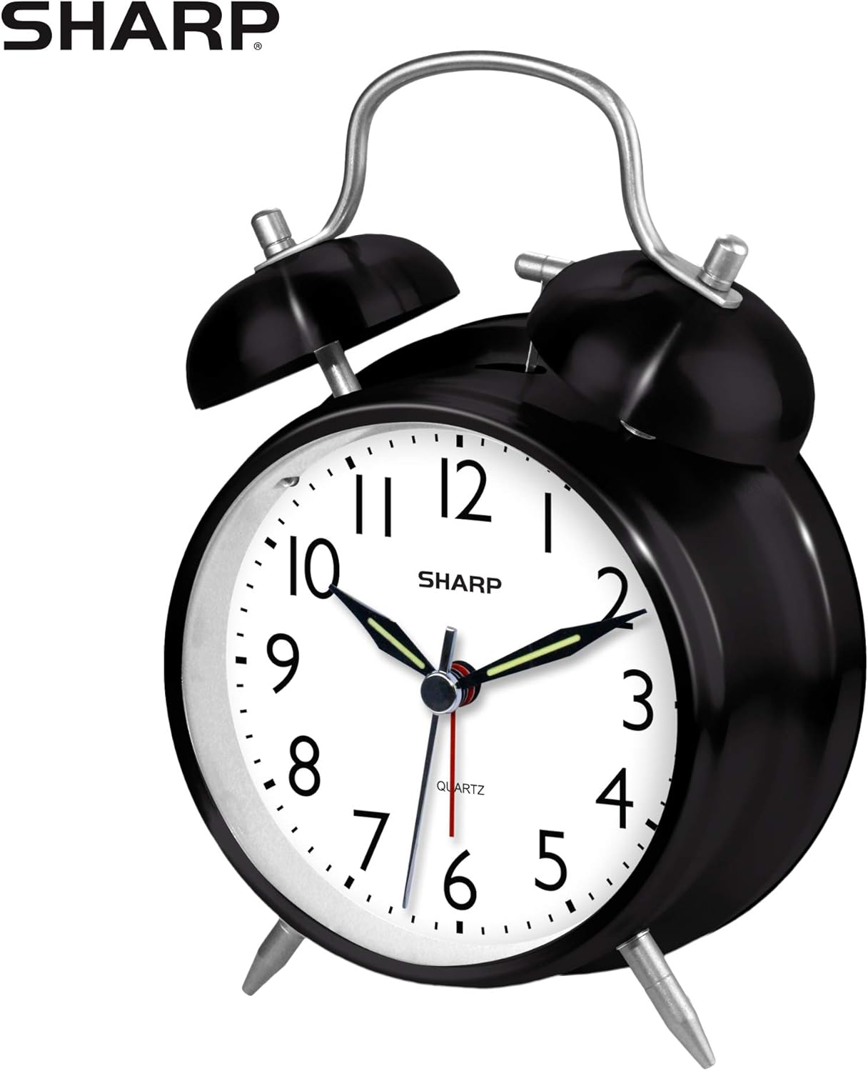 Sharp Twin Bell Alarm Clock - Loud Alarm - Battery Operated