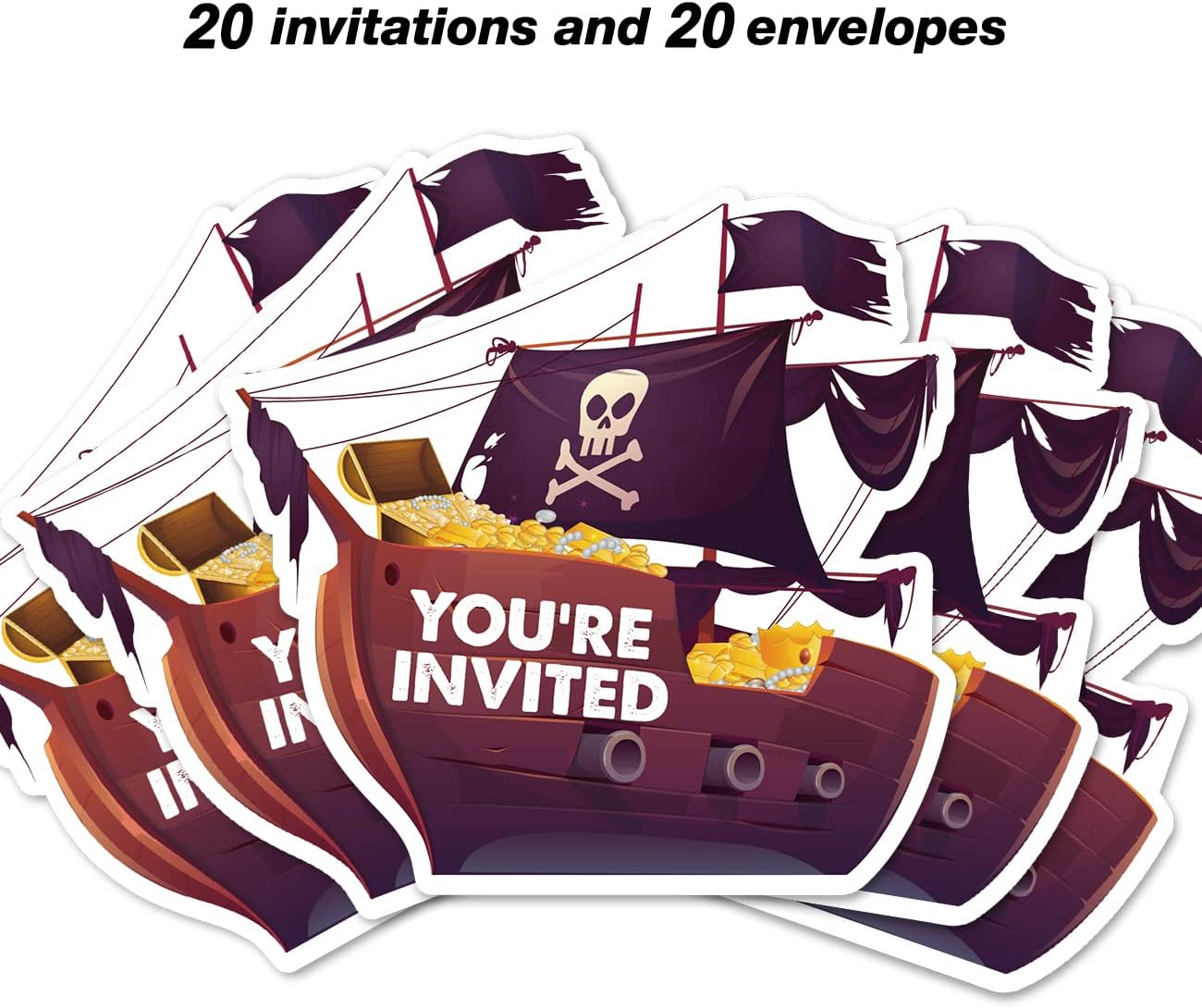 20 Piece Pirate Themed Party Invites with Envelopes