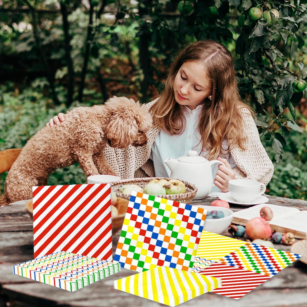 40Pcs Colorful Rainbow Napkins for Birthday Parties