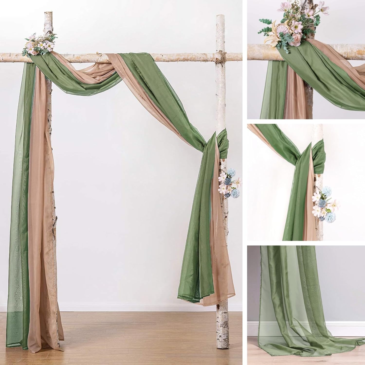 MIULEE Sheer Window Scarf Valance Extra Long Panel Sage Green