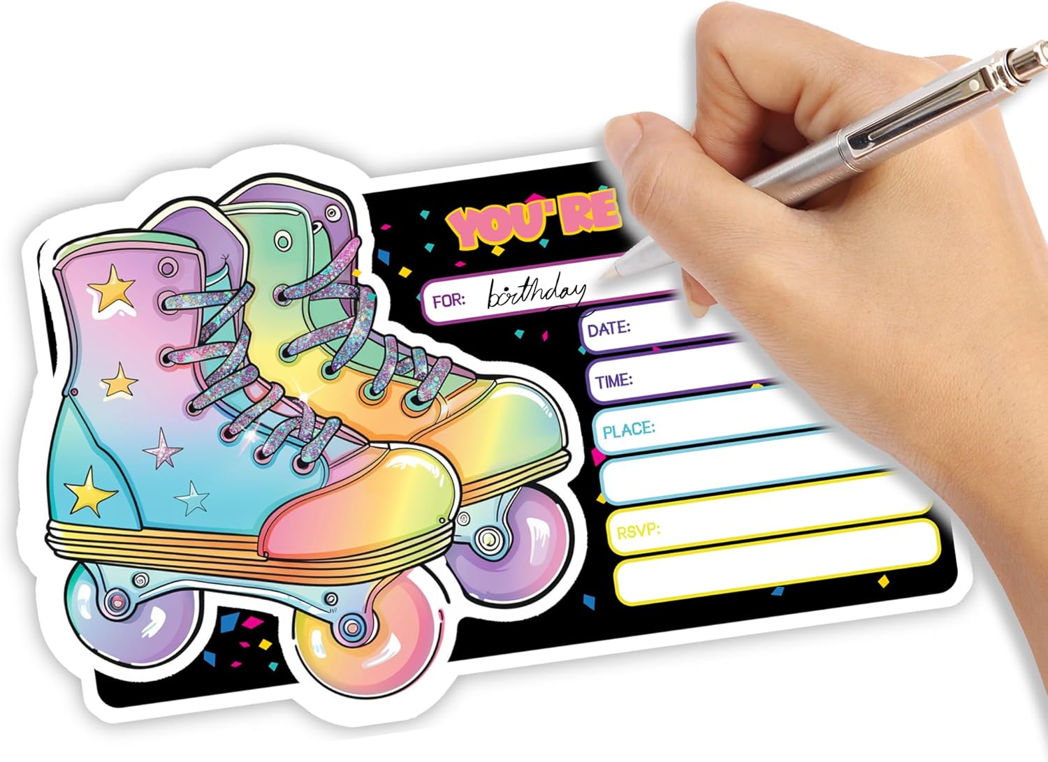 Roller Skating Party Invitation Cards Set of 30